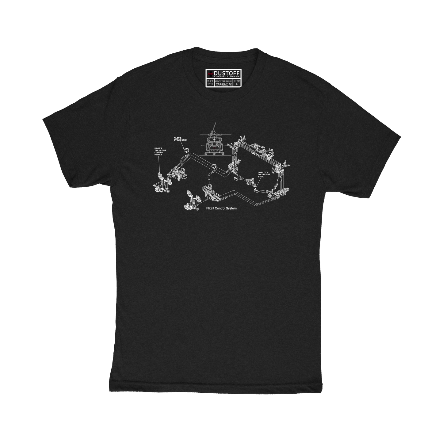 Flight Control System T-Shirt (UH-60 Blackhawk - Schematic Series) - DUSTOFF Coffee Company