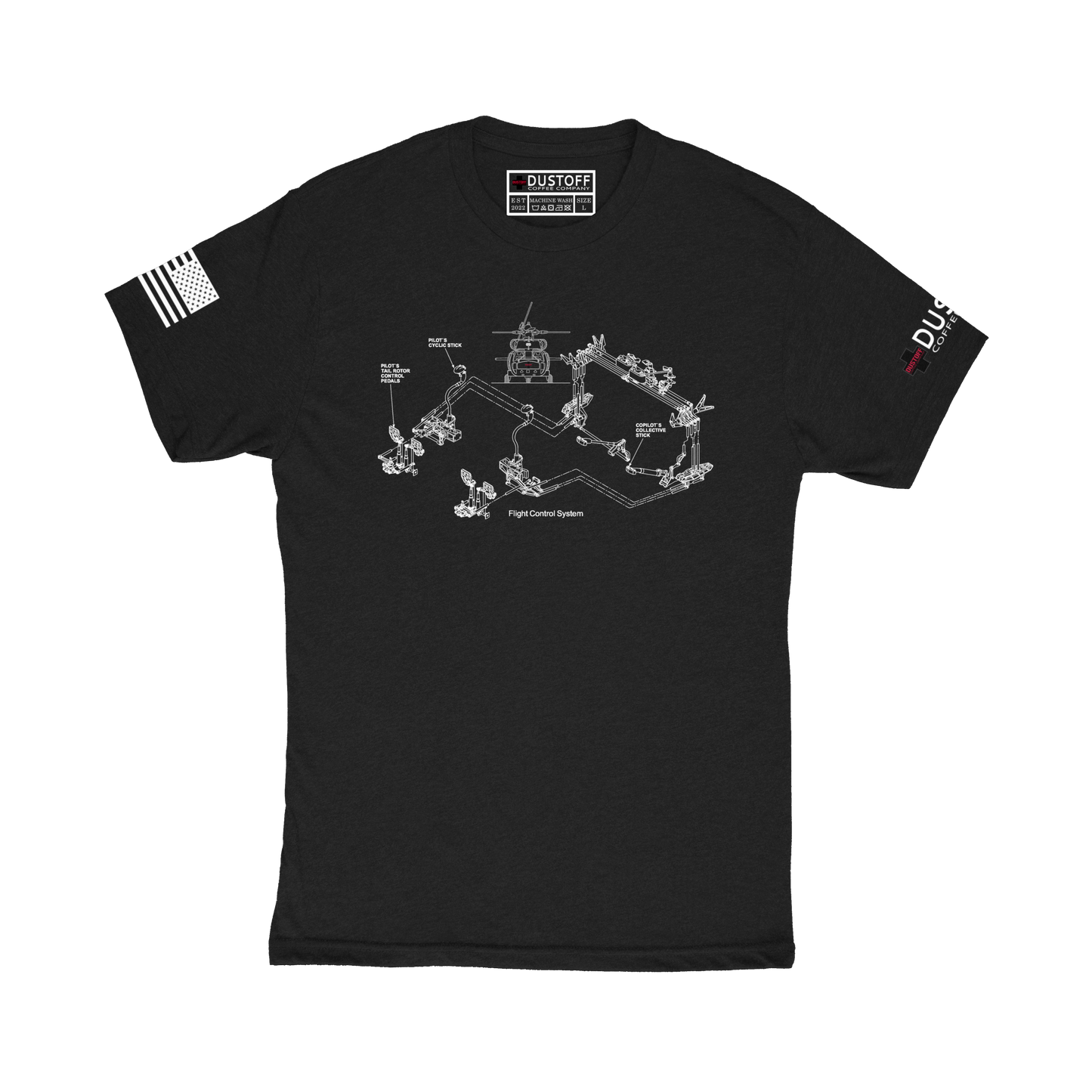 Flight Control System T-Shirt (UH-60 Blackhawk - Schematic Series) - DUSTOFF Coffee Company