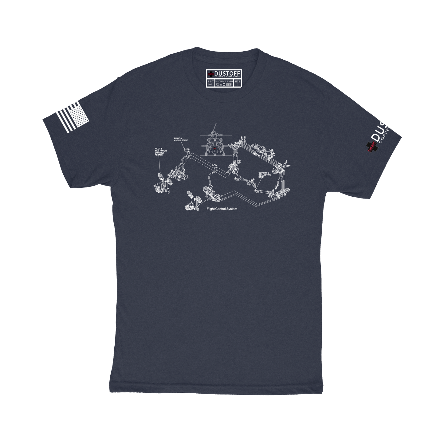 Flight Control System T-Shirt (UH-60 Blackhawk - Schematic Series) - DUSTOFF Coffee Company