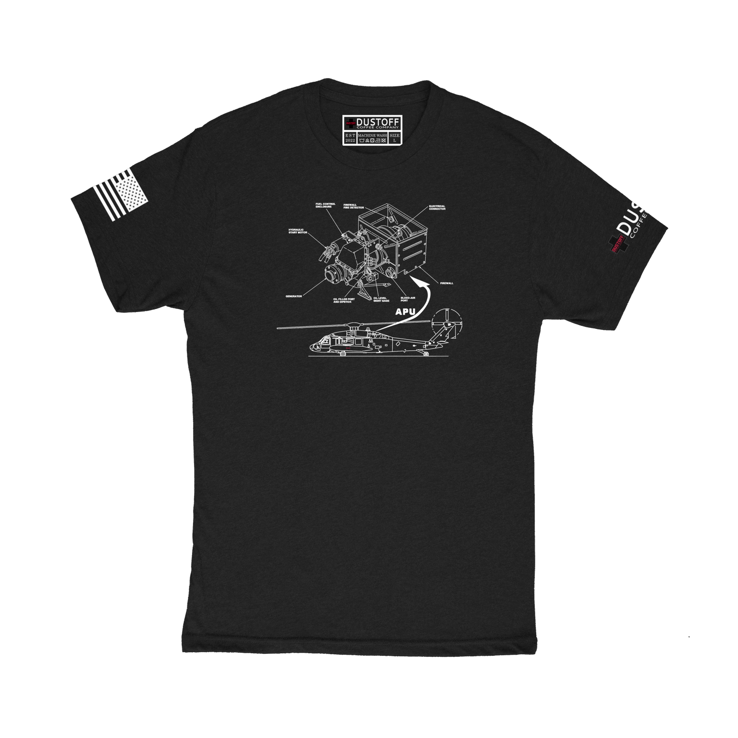 Auxiliary Power Unit (APU) T-Shirt (UH-60 Blackhawk - Schematic Series) - DUSTOFF Coffee Company
