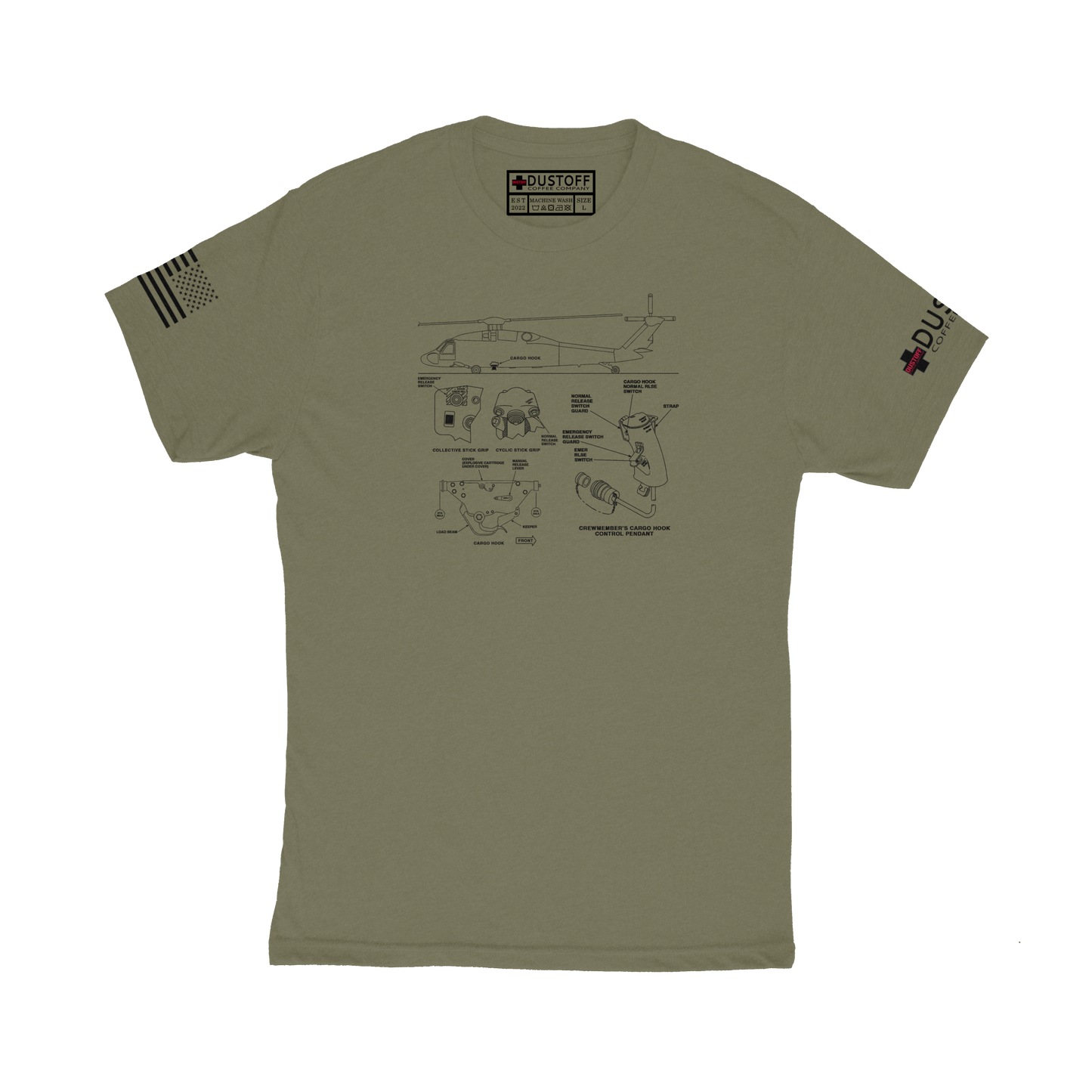 Cargo Hook T-Shirt (UH-60 Blackhawk - Schematic Series) - DUSTOFF Coffee Company