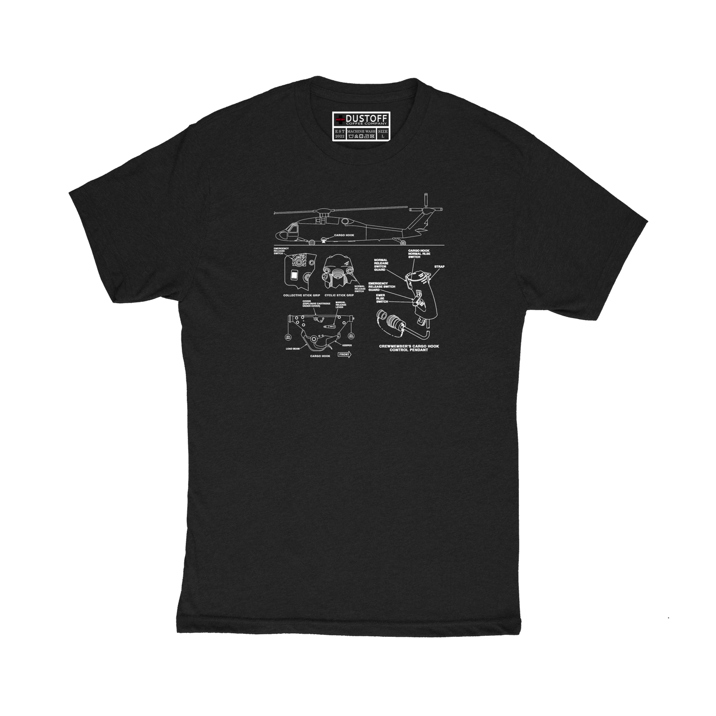 Cargo Hook T-Shirt (UH-60 Blackhawk - Schematic Series) - DUSTOFF Coffee Company