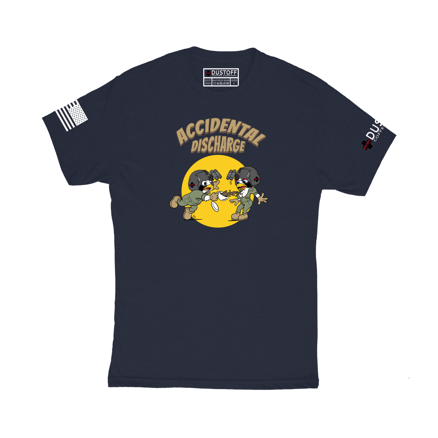 Accidental Discharge T-Shirt - DUSTOFF Coffee Company