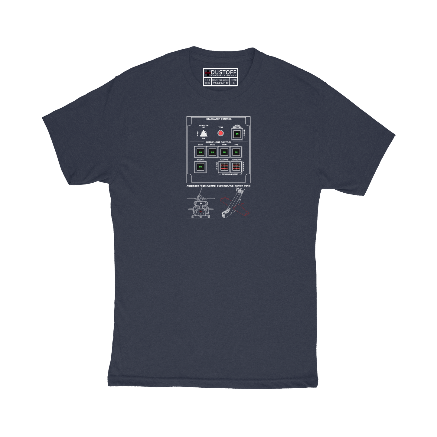 AFCS / Stabilator T-Shirt (UH-60 Blackhawk - Schematic Series) - DUSTOFF Coffee Company