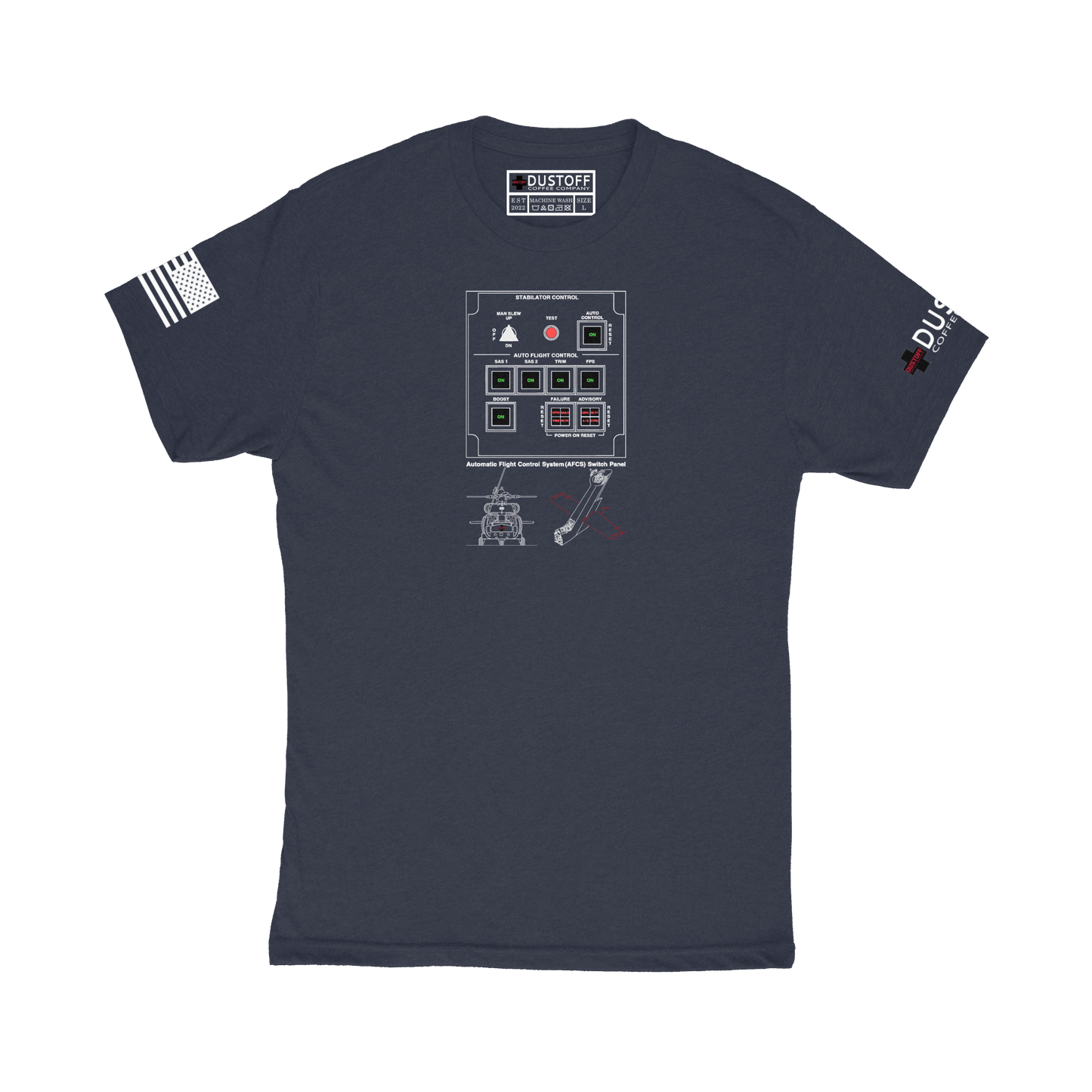 AFCS / Stabilator T-Shirt (UH-60 Blackhawk - Schematic Series) - DUSTOFF Coffee Company