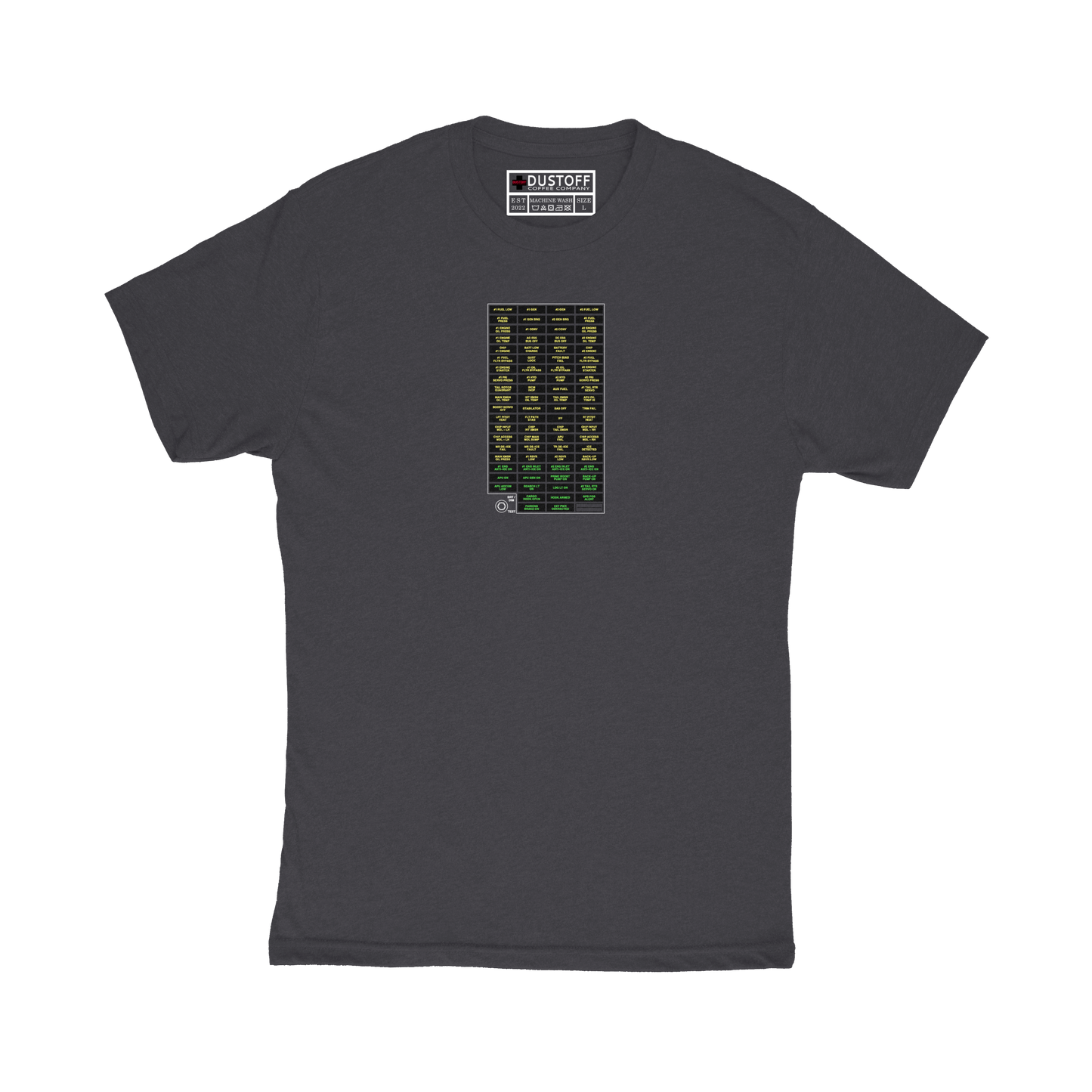 Caution Advisory Panel T-Shirt (UH-60 Blackhawk - Schematic Series) - DUSTOFF Coffee Company