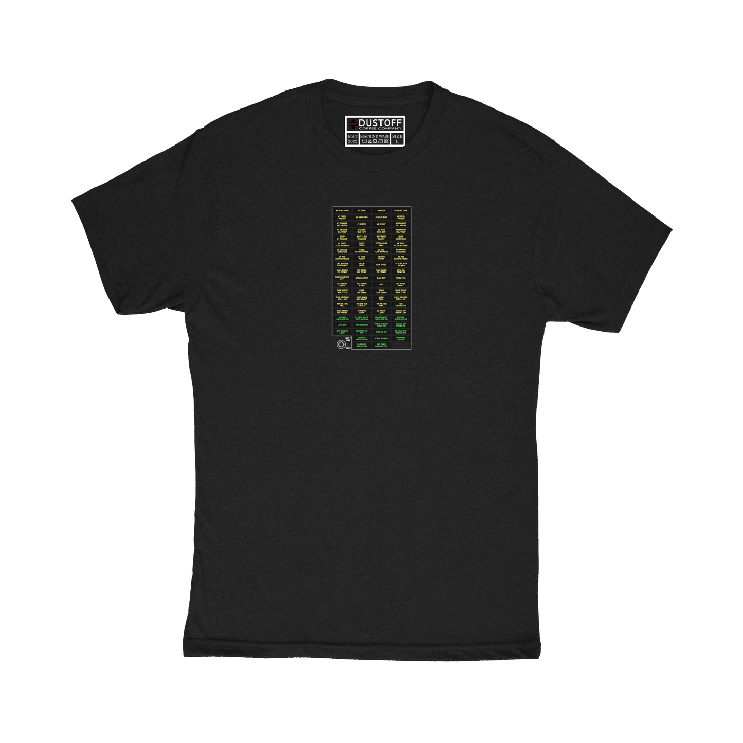 Caution Advisory Panel T-Shirt (UH-60 Blackhawk - Schematic Series) - DUSTOFF Coffee Company