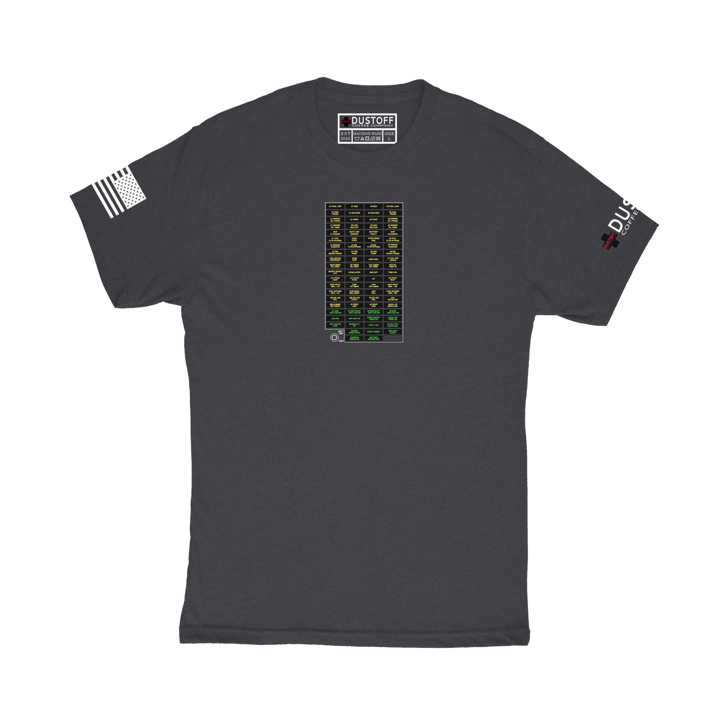 Caution Advisory Panel T-Shirt (UH-60 Blackhawk - Schematic Series) - DUSTOFF Coffee Company