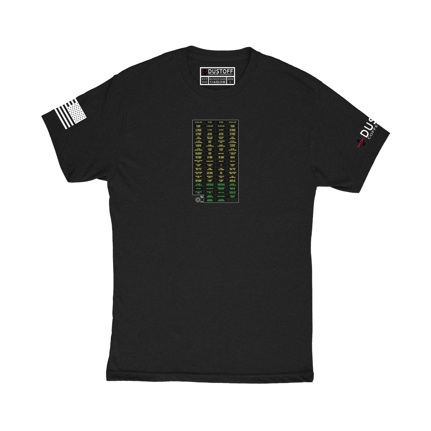 Caution Advisory Panel T-Shirt (UH-60 Blackhawk - Schematic Series) - DUSTOFF Coffee Company