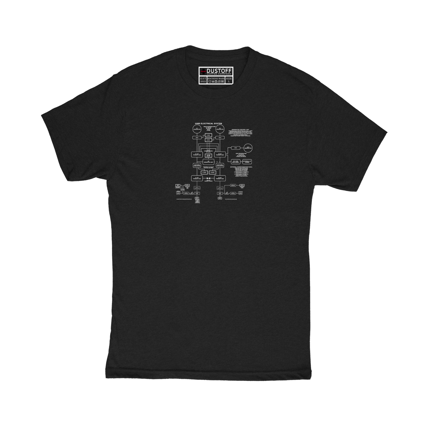 Electrical System T-Shirt (UH-60 Blackhawk - Schematic Series) - DUSTOFF Coffee Company