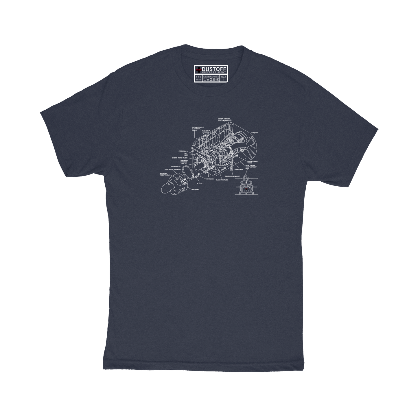 Engine Compartment T-Shirt (UH-60 Blackhawk - Schematic Series) - DUSTOFF Coffee Company