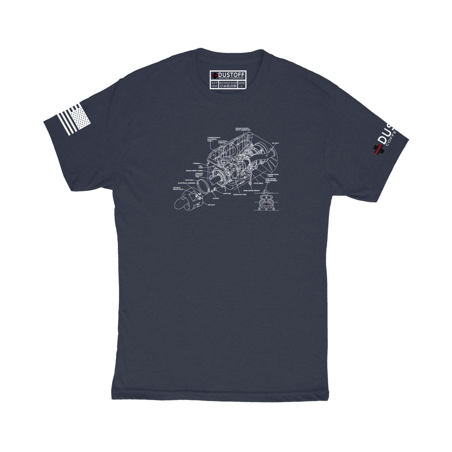 Engine Compartment T-Shirt (UH-60 Blackhawk - Schematic Series) - DUSTOFF Coffee Company