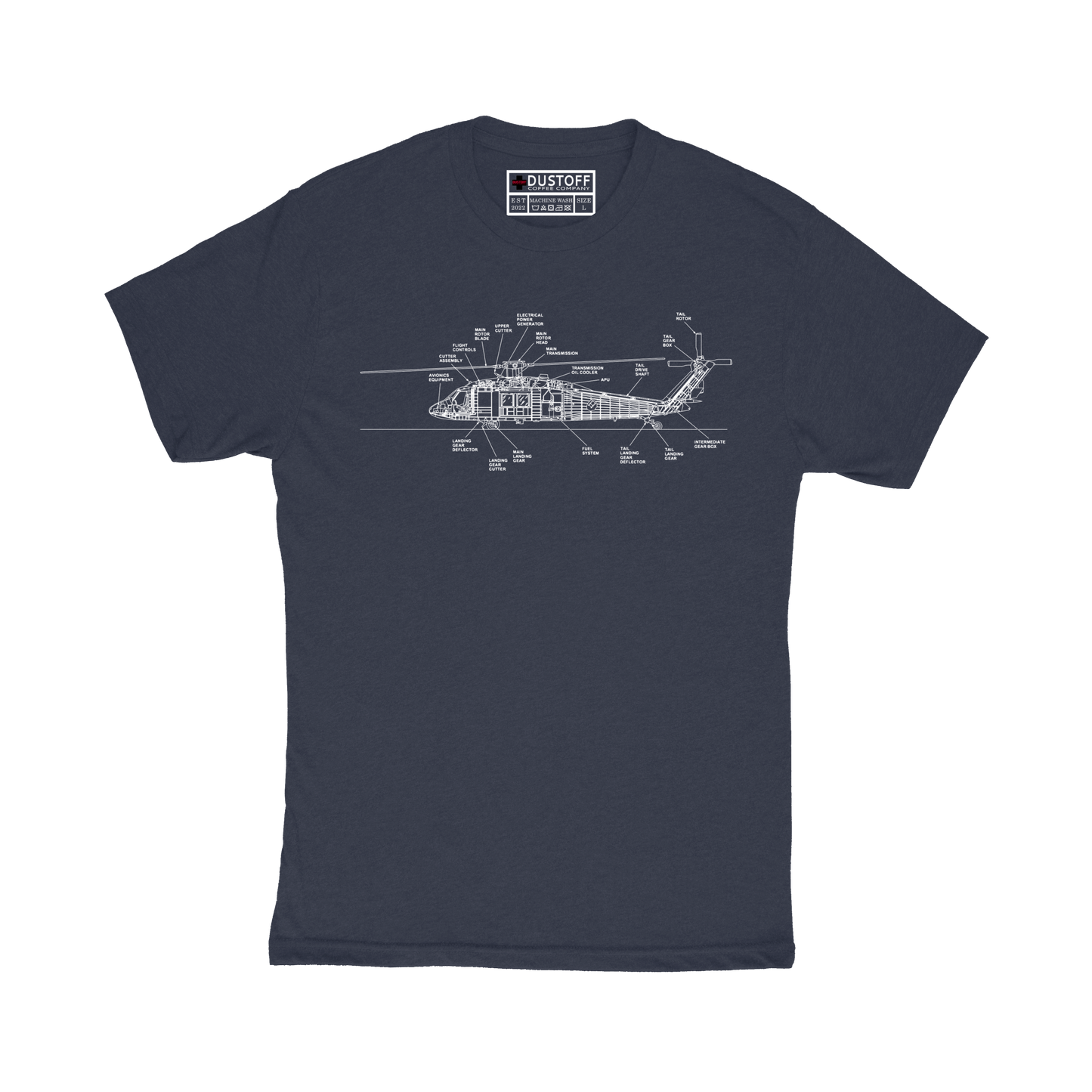 External Cross Section T-Shirt (UH-60 Blackhawk - Schematic Series) - DUSTOFF Coffee Company