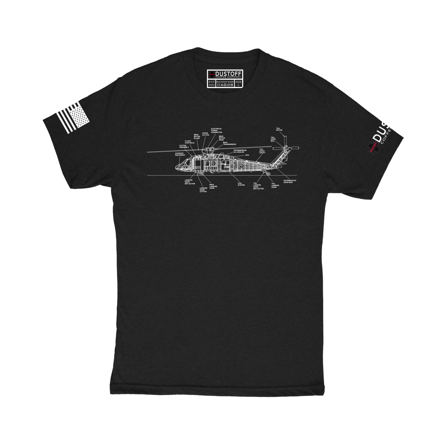 External Cross Section T-Shirt (UH-60 Blackhawk - Schematic Series) - DUSTOFF Coffee Company