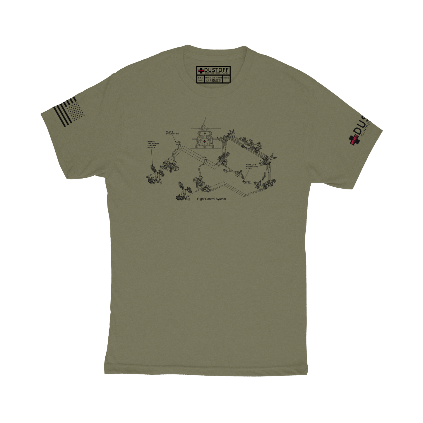 Flight Control System T-Shirt (UH-60 Blackhawk - Schematic Series) - DUSTOFF Coffee Company