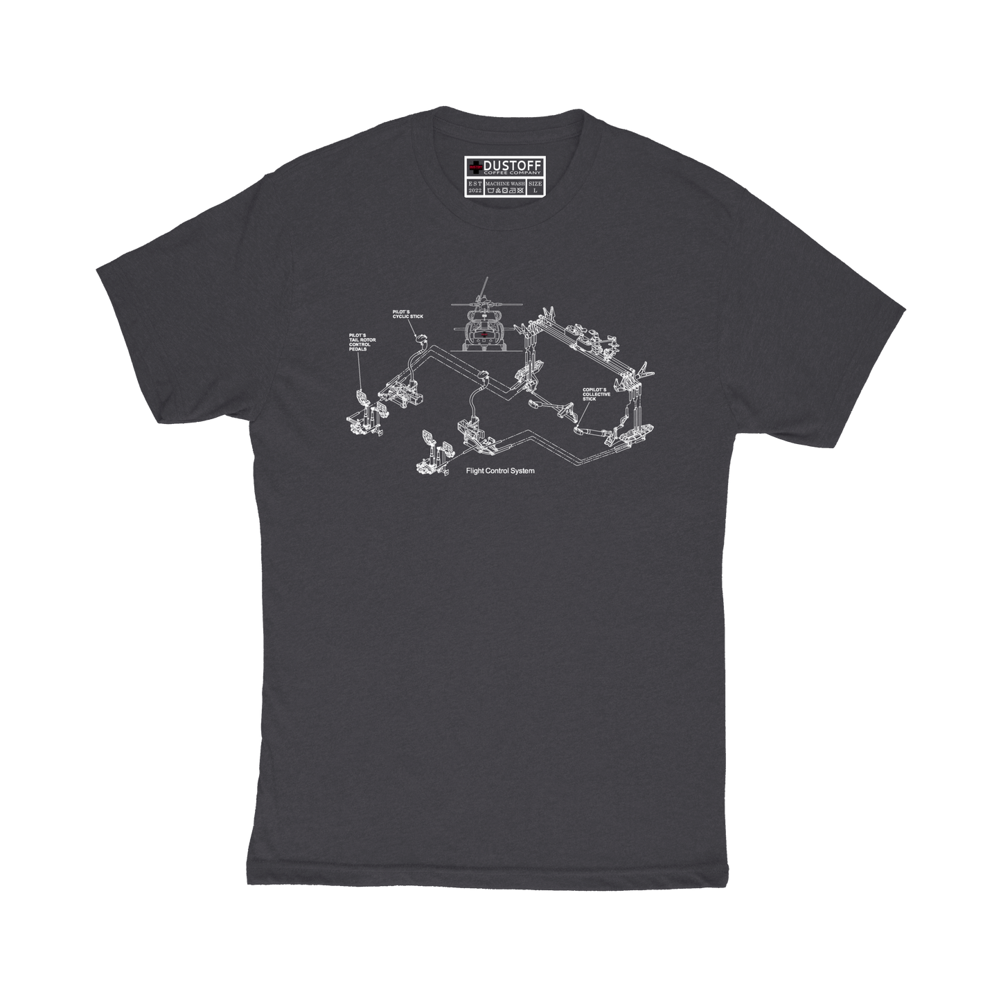 Flight Control System T-Shirt (UH-60 Blackhawk - Schematic Series) - DUSTOFF Coffee Company