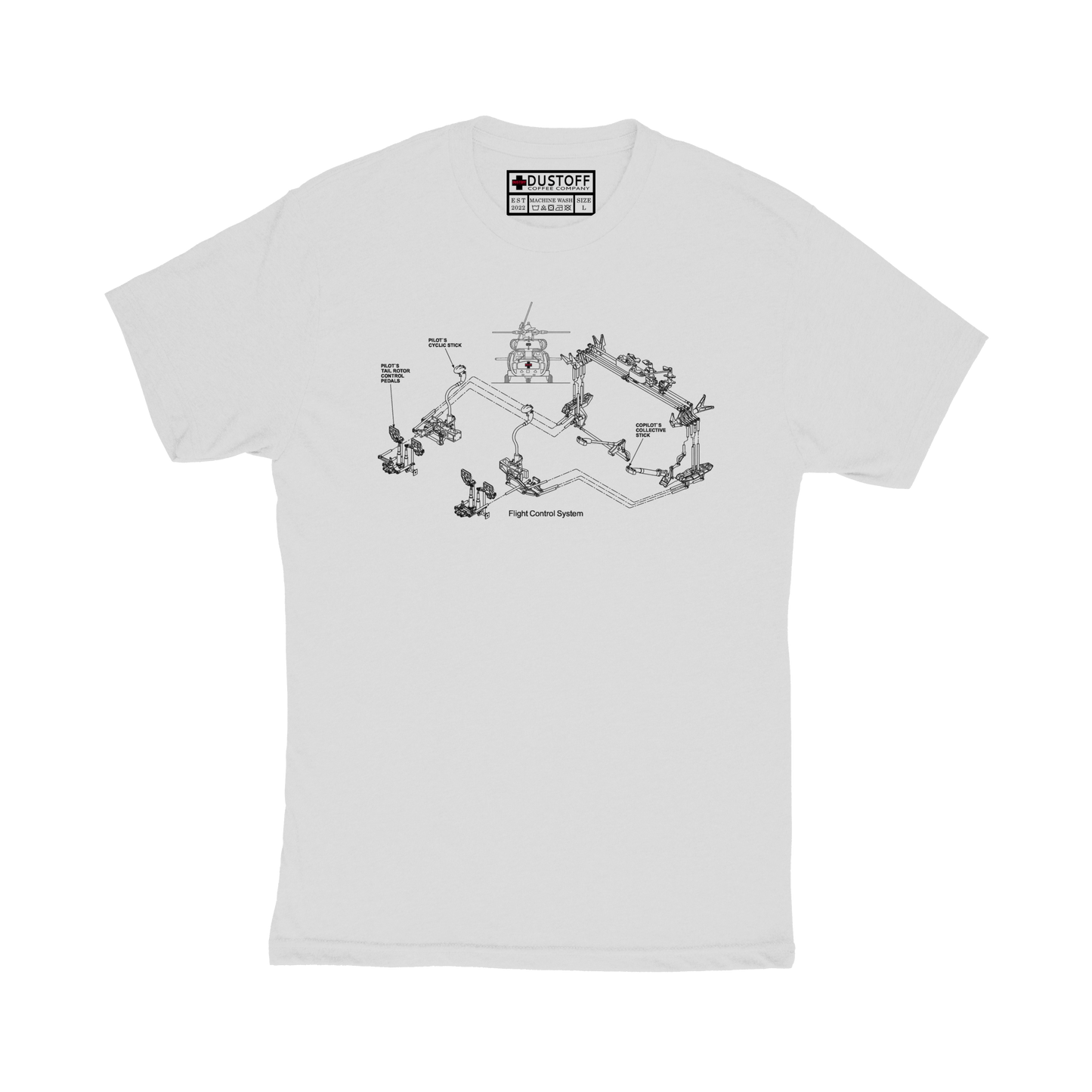 Flight Control System T-Shirt (UH-60 Blackhawk - Schematic Series) - DUSTOFF Coffee Company