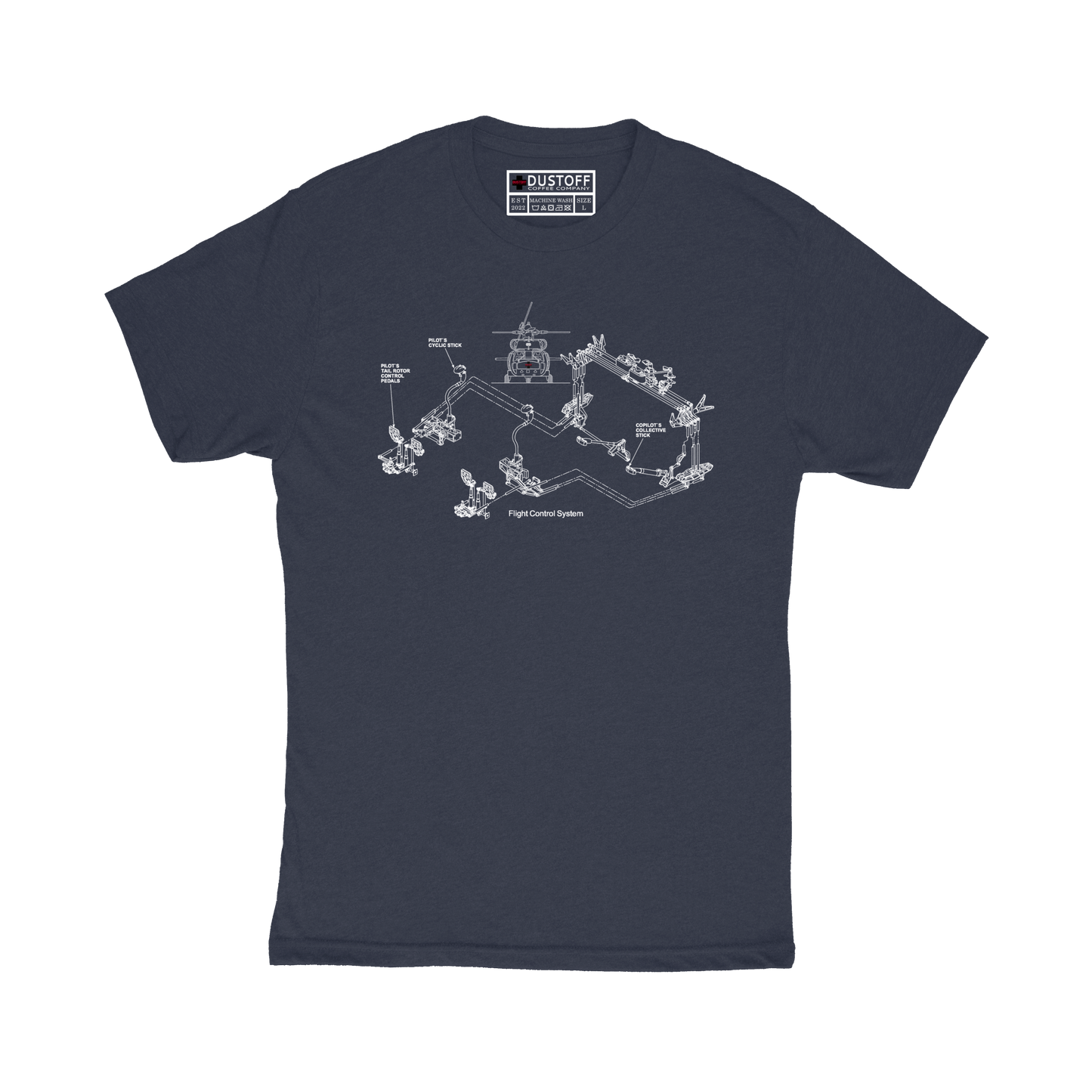 Flight Control System T-Shirt (UH-60 Blackhawk - Schematic Series) - DUSTOFF Coffee Company