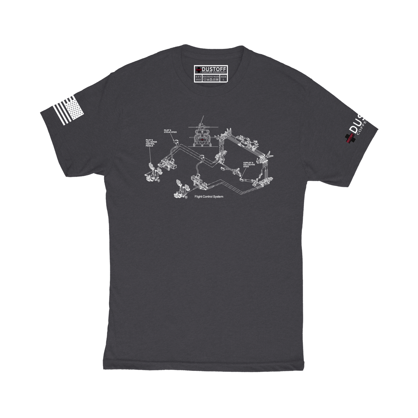Flight Control System T-Shirt (UH-60 Blackhawk - Schematic Series) - DUSTOFF Coffee Company