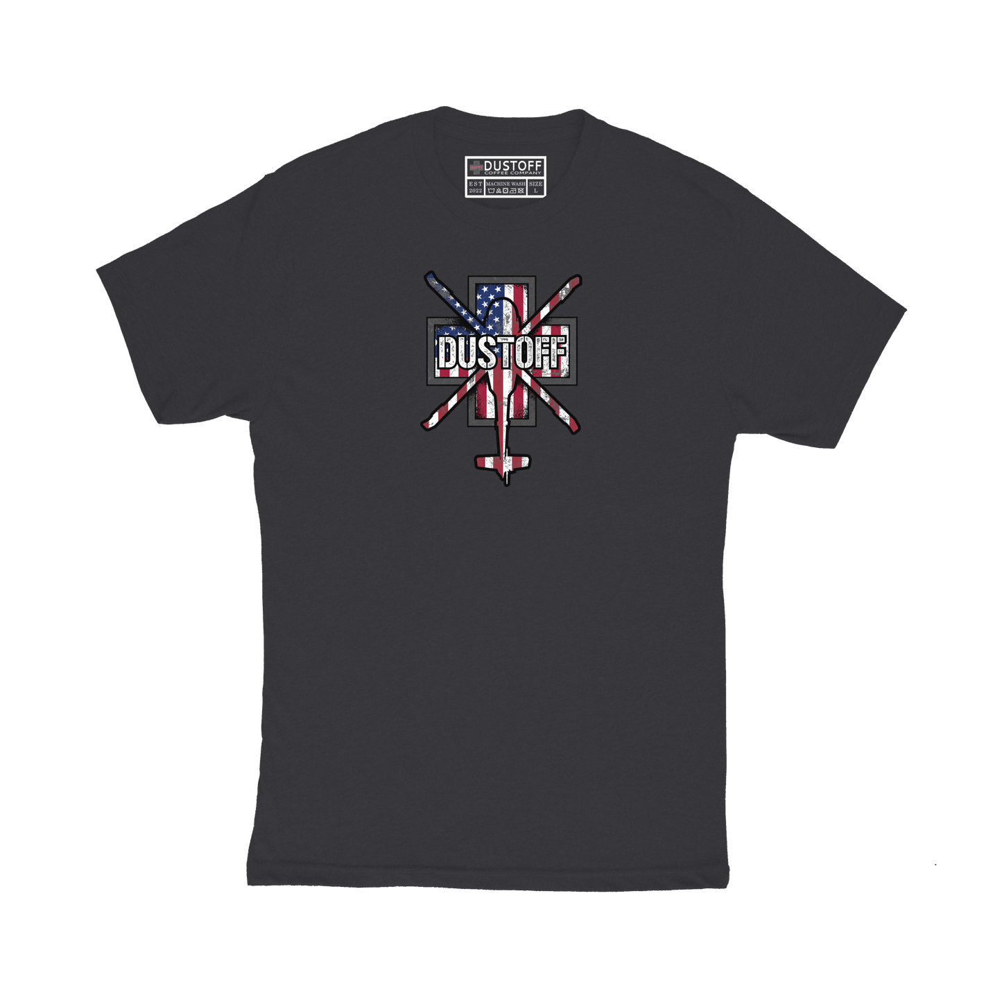 DCC Flag with Blackhawk Silhouette T-Shirt - DUSTOFF Coffee Company