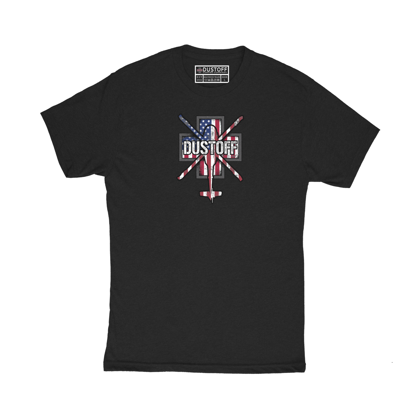 DCC Flag with Blackhawk Silhouette T-Shirt - DUSTOFF Coffee Company