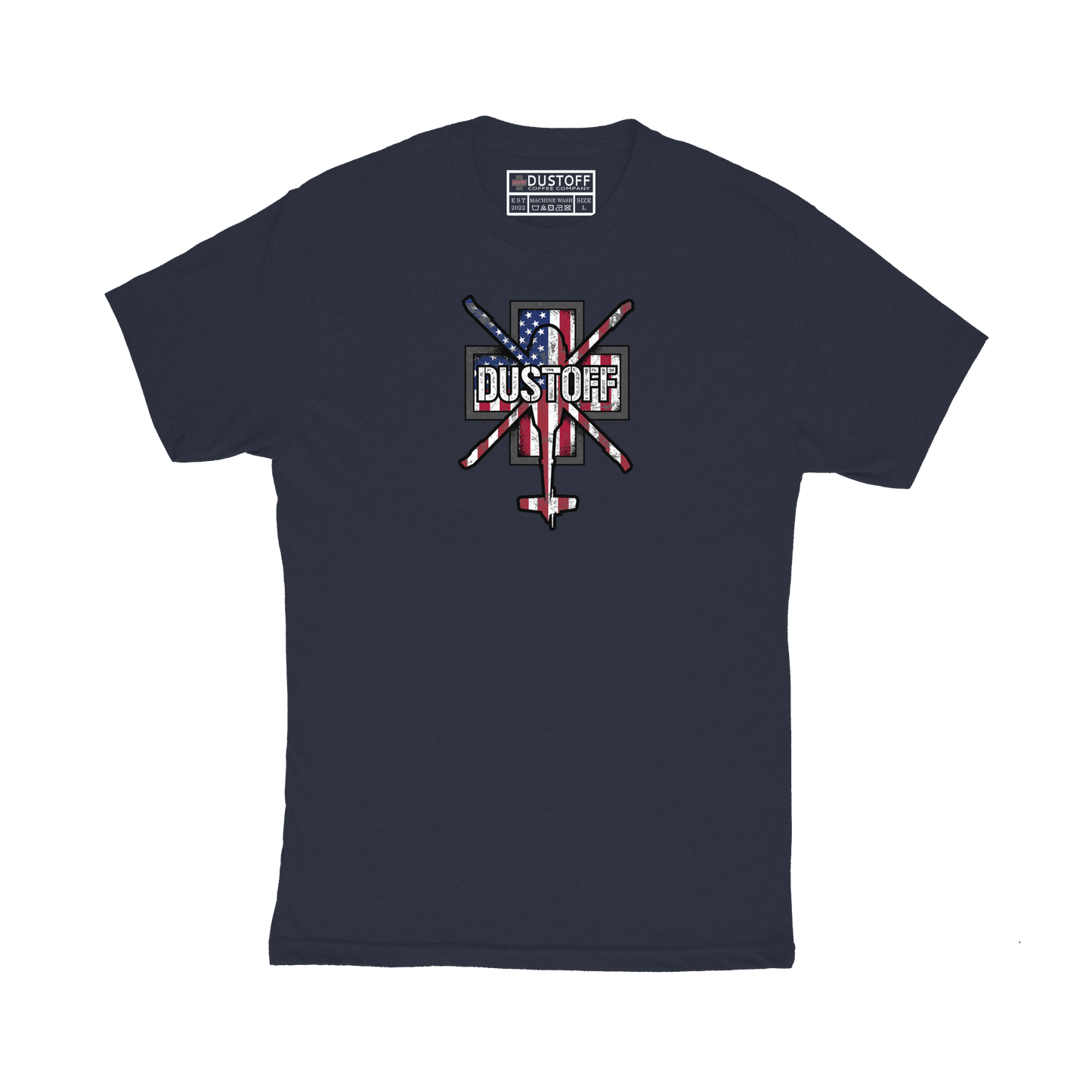DCC Flag with Blackhawk Silhouette T-Shirt - DUSTOFF Coffee Company