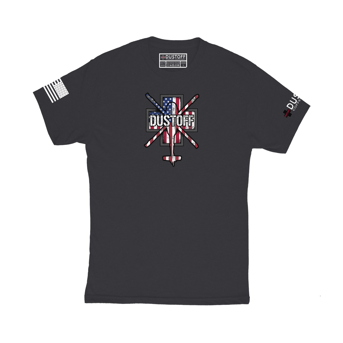 DCC Flag with Blackhawk Silhouette T-Shirt - DUSTOFF Coffee Company