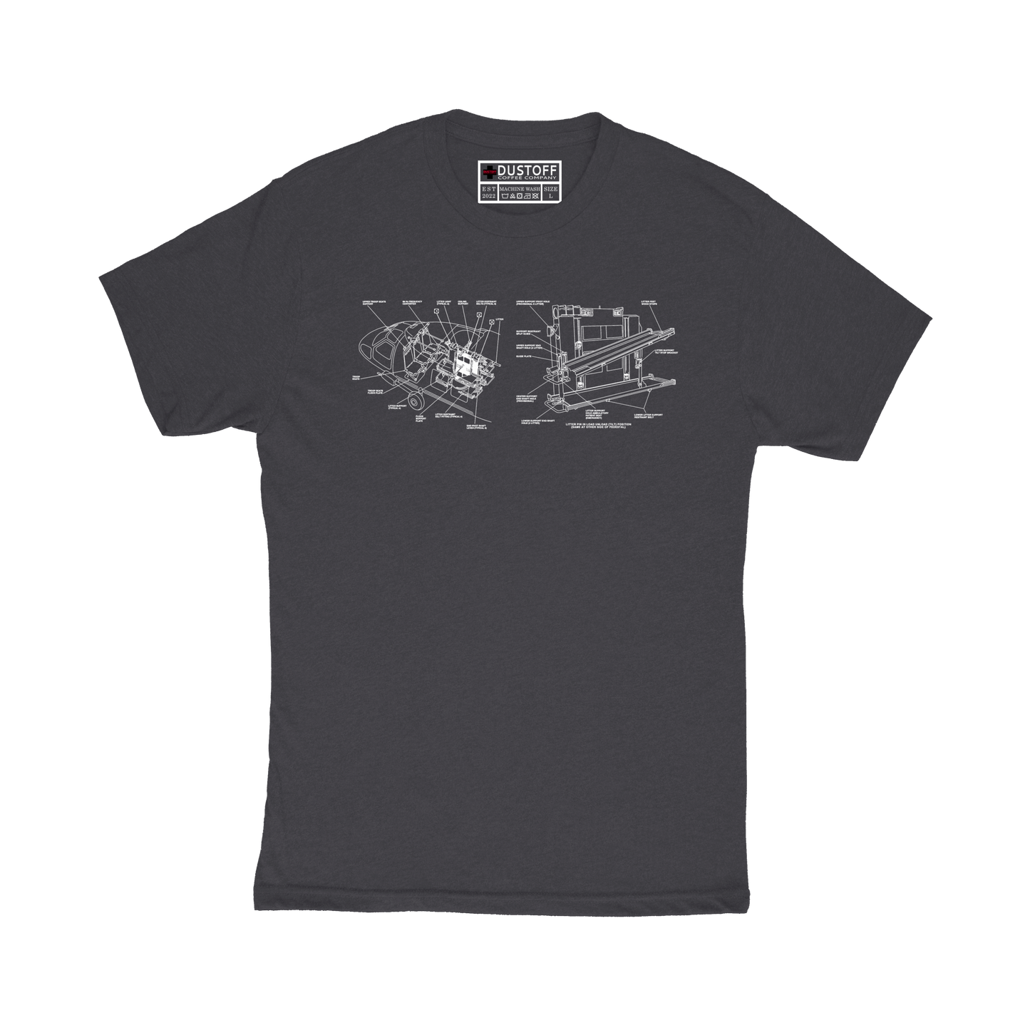 Litter Configuration T-Shirt (UH-60 Blackhawk - Schematic Series) - DUSTOFF Coffee Company