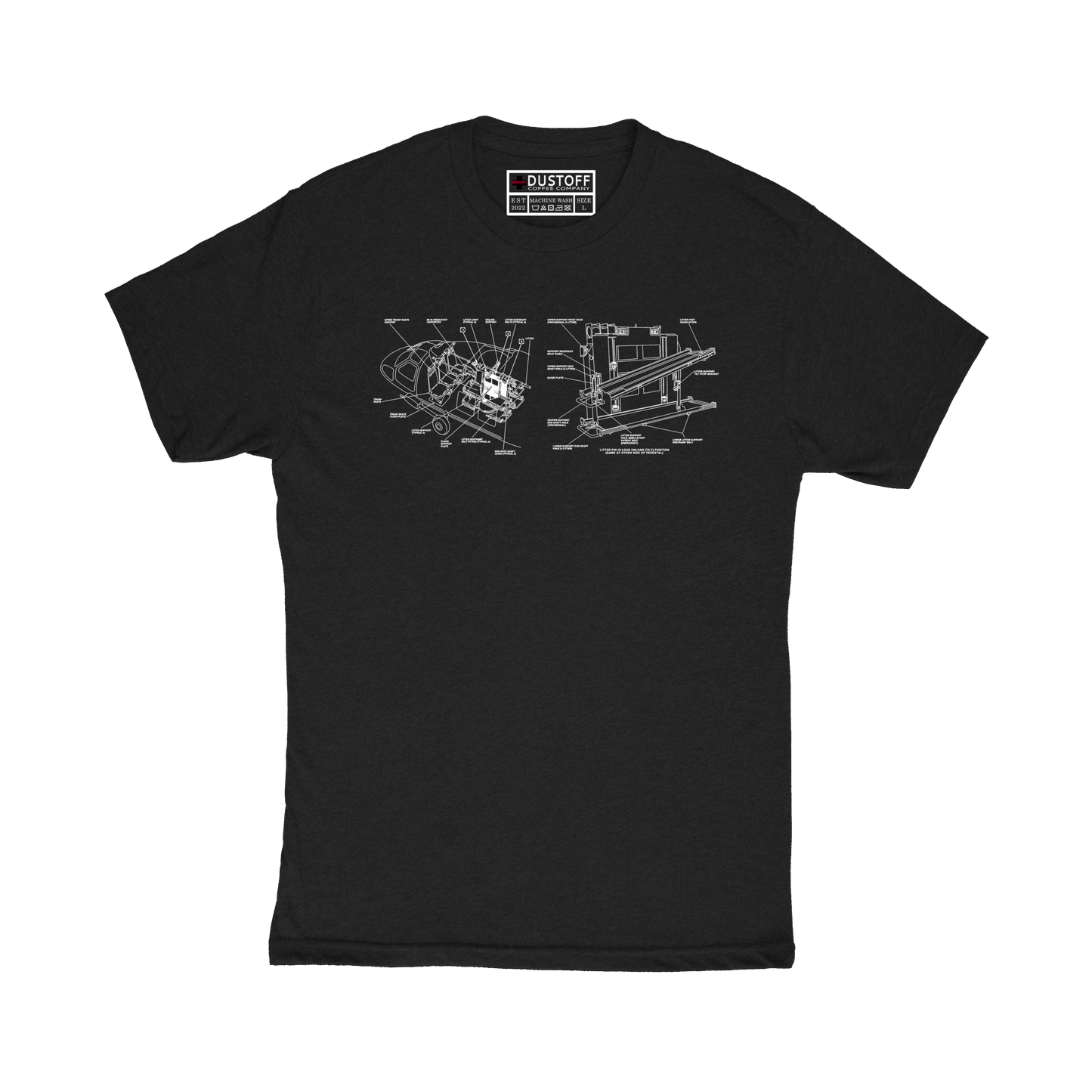 Litter Configuration T-Shirt (UH-60 Blackhawk - Schematic Series) - DUSTOFF Coffee Company