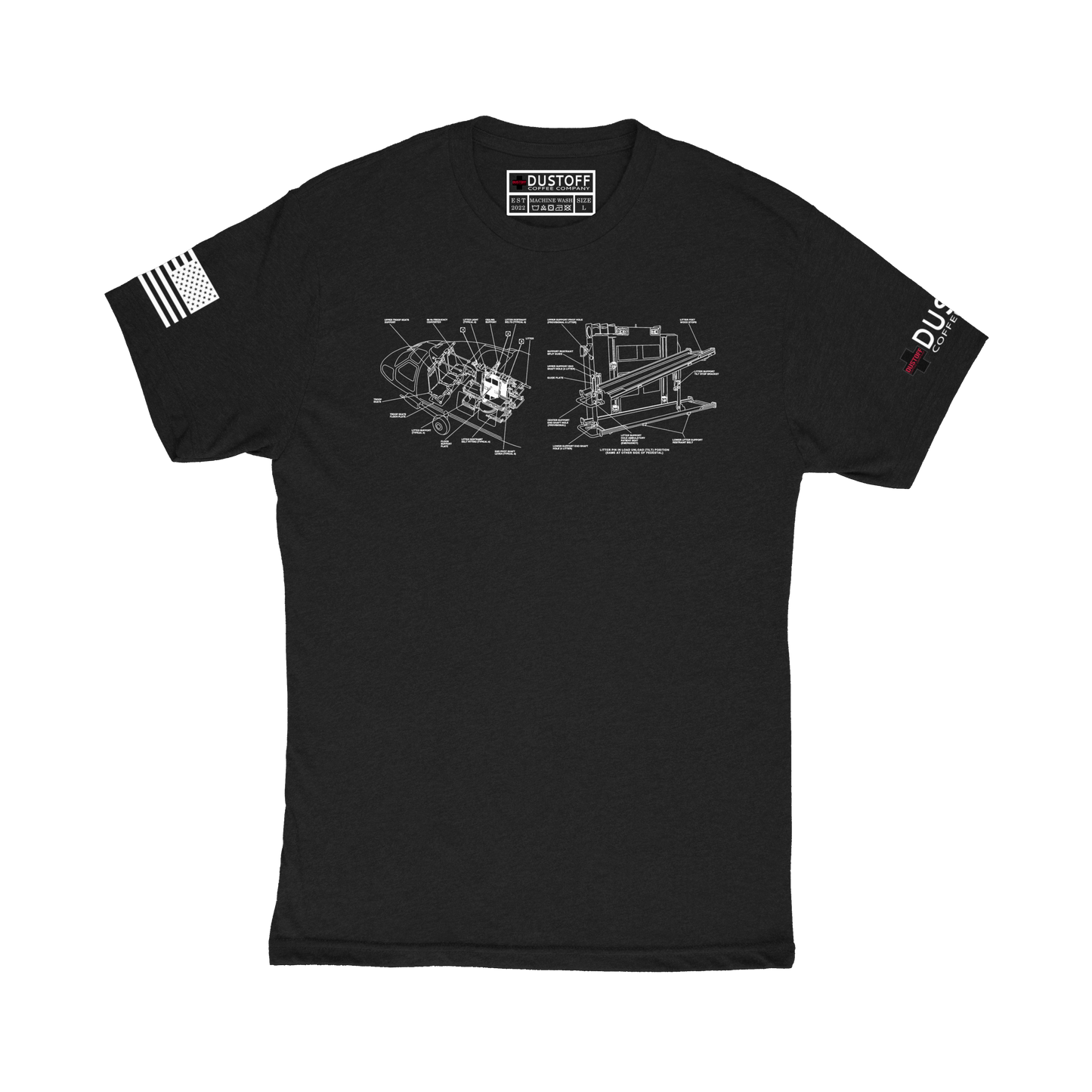Litter Configuration T-Shirt (UH-60 Blackhawk - Schematic Series) - DUSTOFF Coffee Company