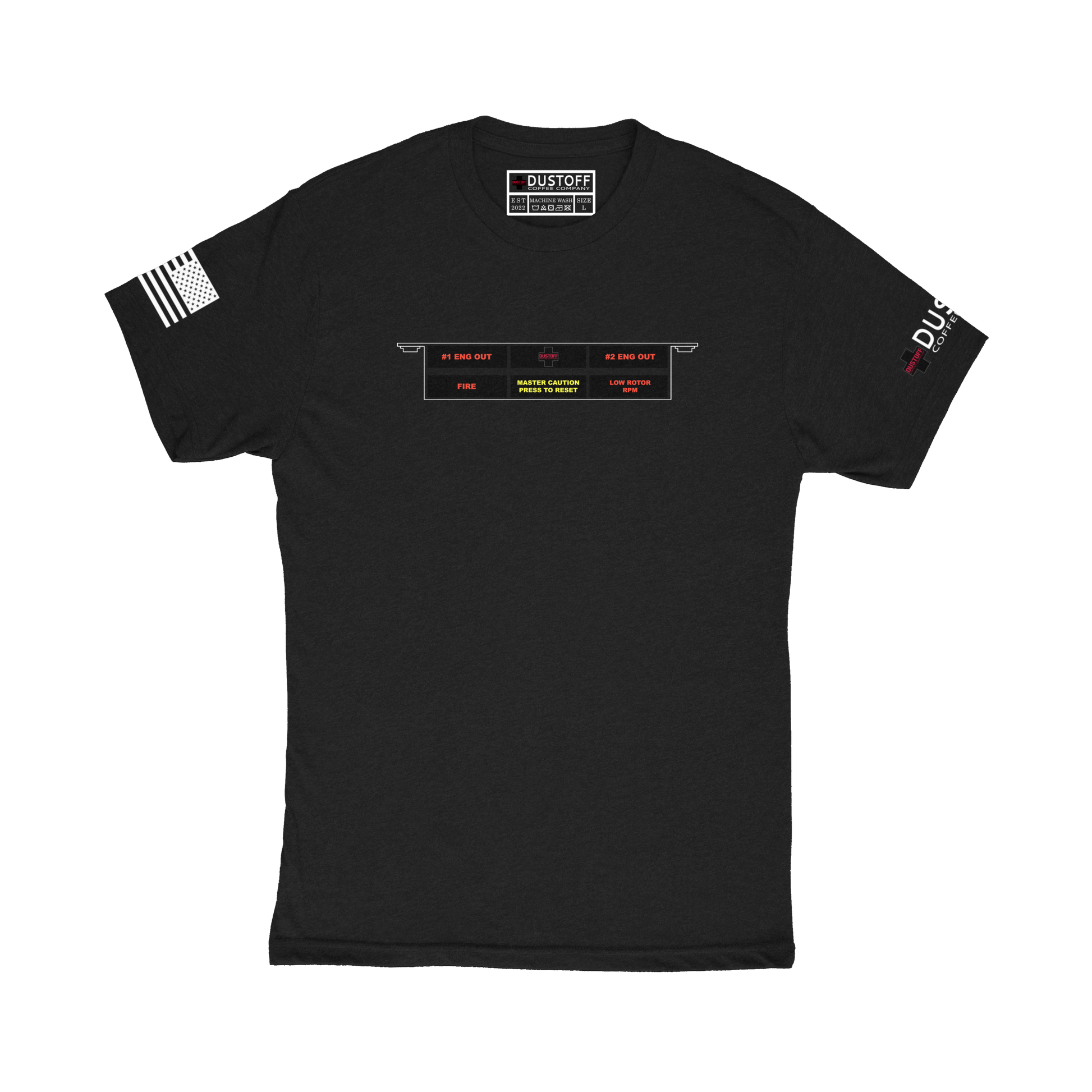 Master Warning Panel T-Shirt (UH-60 Blackhawk - Schematic Series) - DUSTOFF Coffee Company