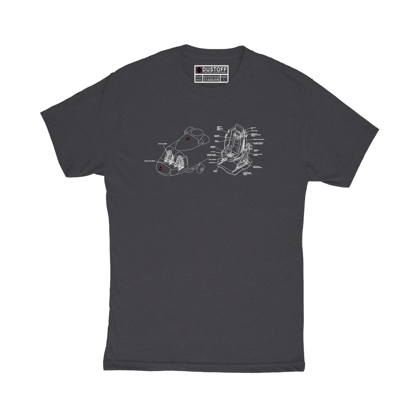 Pilot Seat T-Shirt (UH-60 Blackhawk - Schematic Series) - DUSTOFF Coffee Company