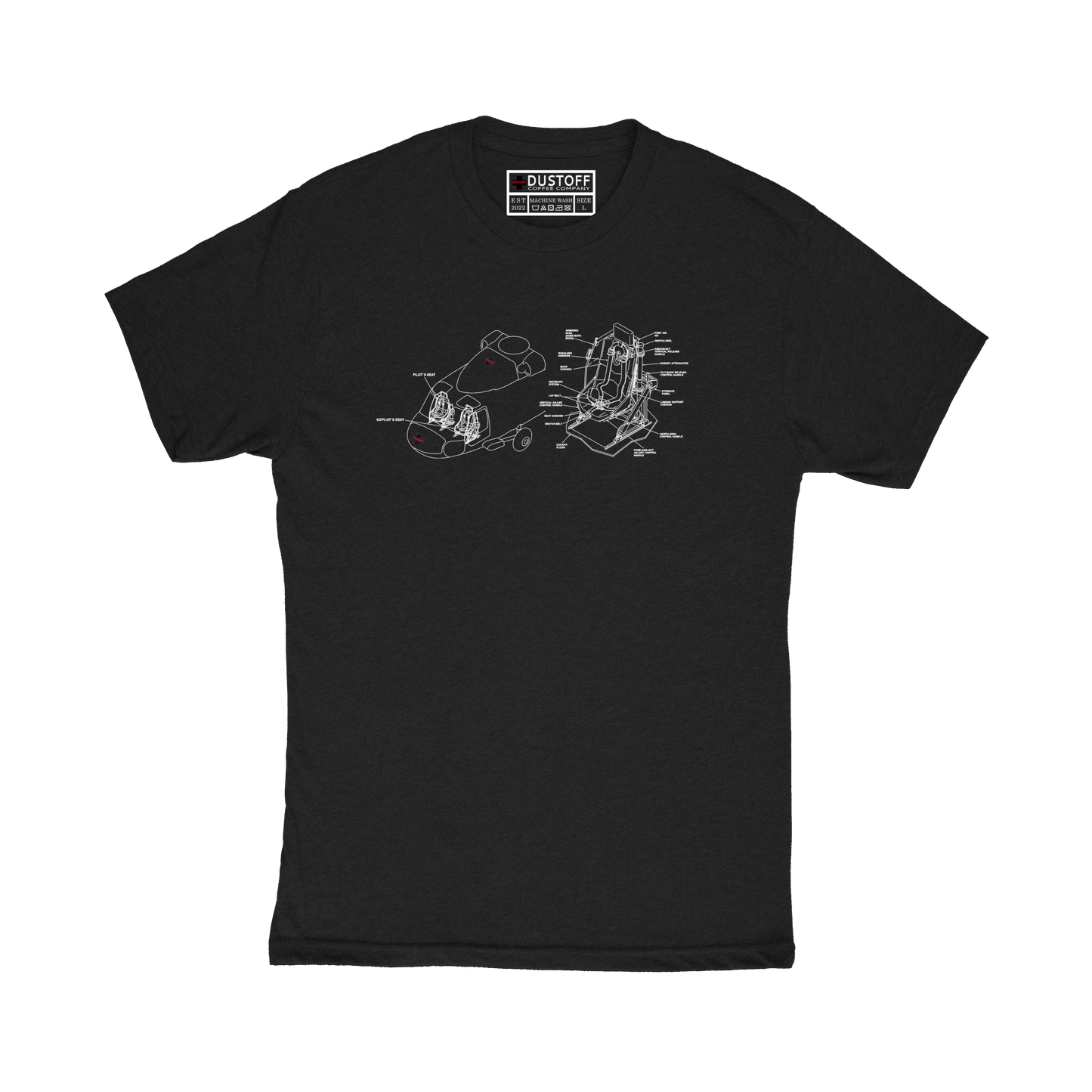 Pilot Seat T-Shirt (UH-60 Blackhawk - Schematic Series) - DUSTOFF Coffee Company