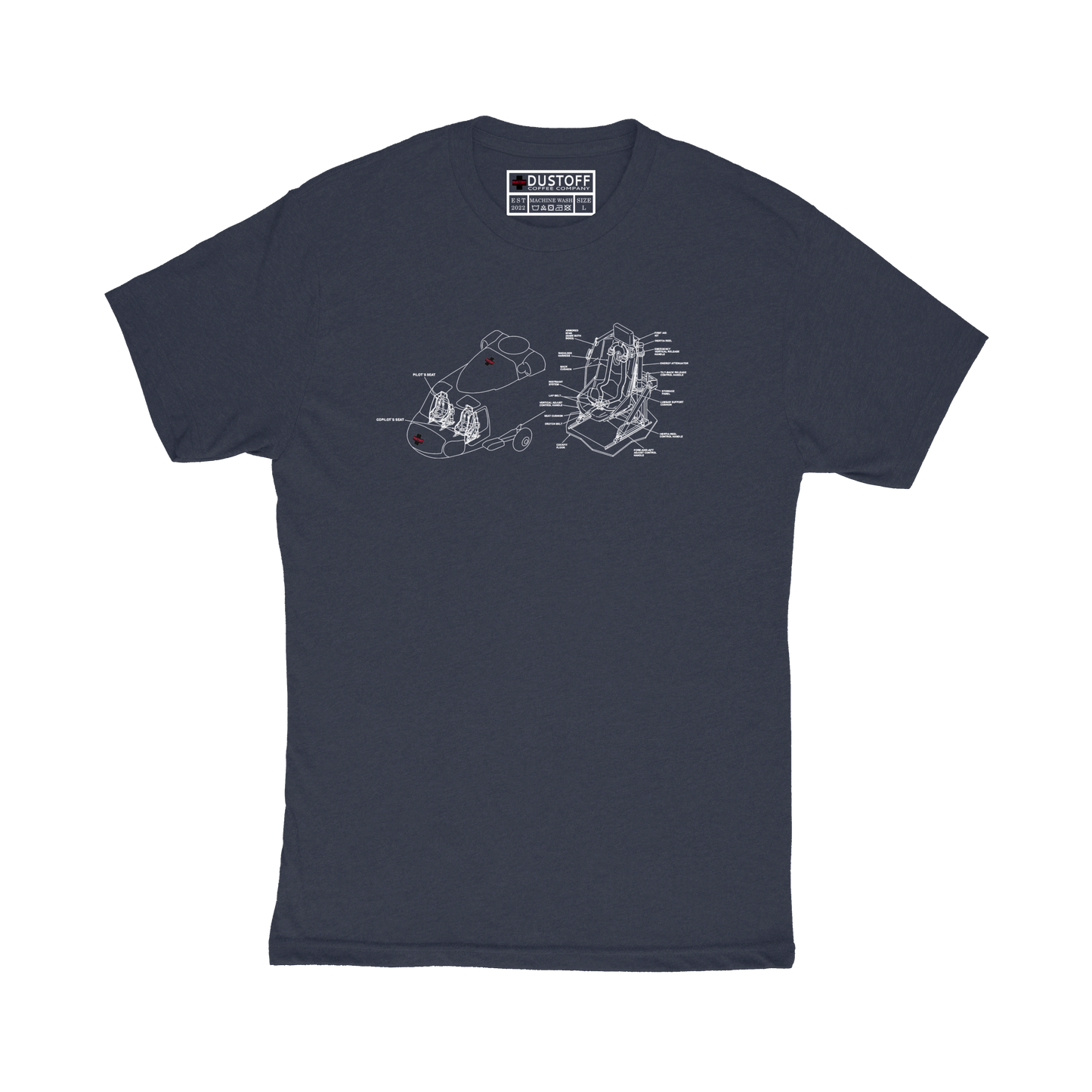 Pilot Seat T-Shirt (UH-60 Blackhawk - Schematic Series) - DUSTOFF Coffee Company