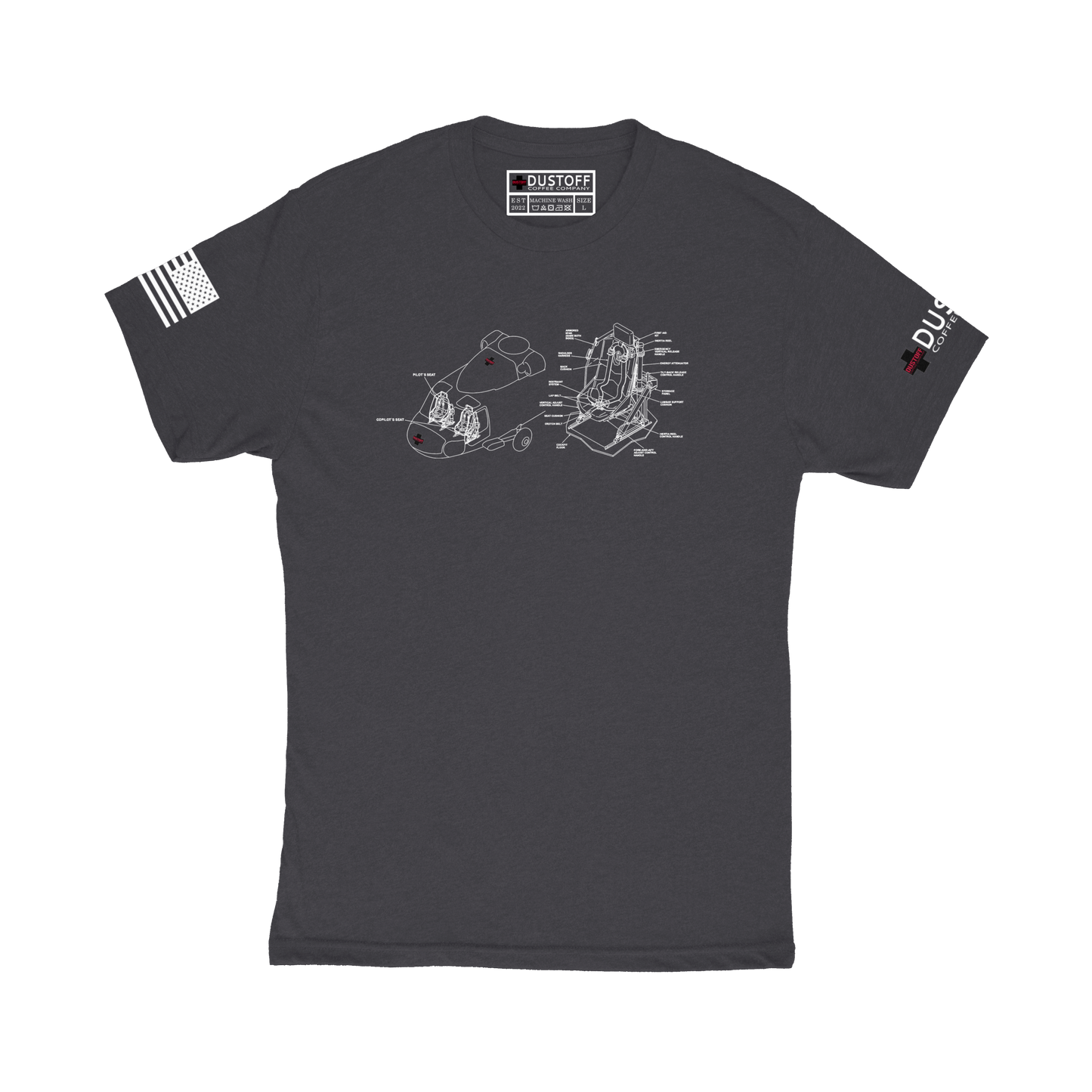 Pilot Seat T-Shirt (UH-60 Blackhawk - Schematic Series) - DUSTOFF Coffee Company