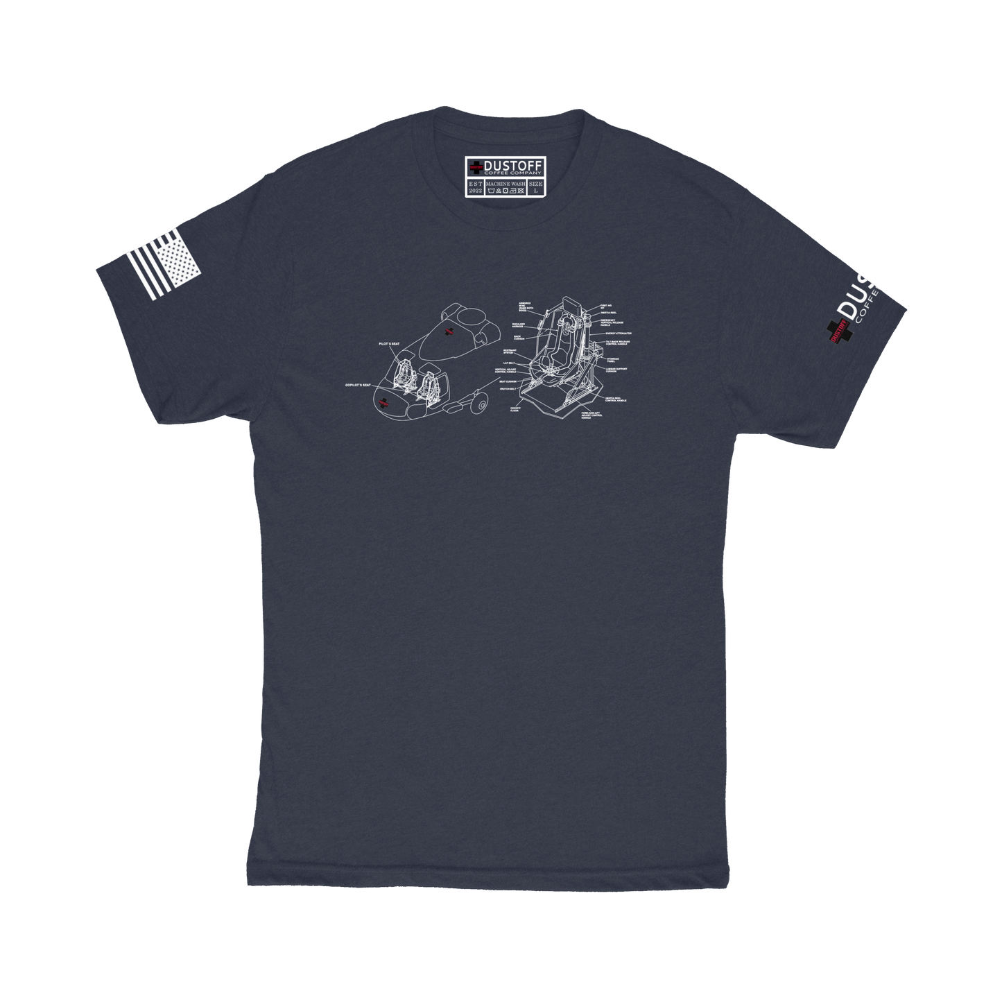 Pilot Seat T-Shirt (UH-60 Blackhawk - Schematic Series) - DUSTOFF Coffee Company