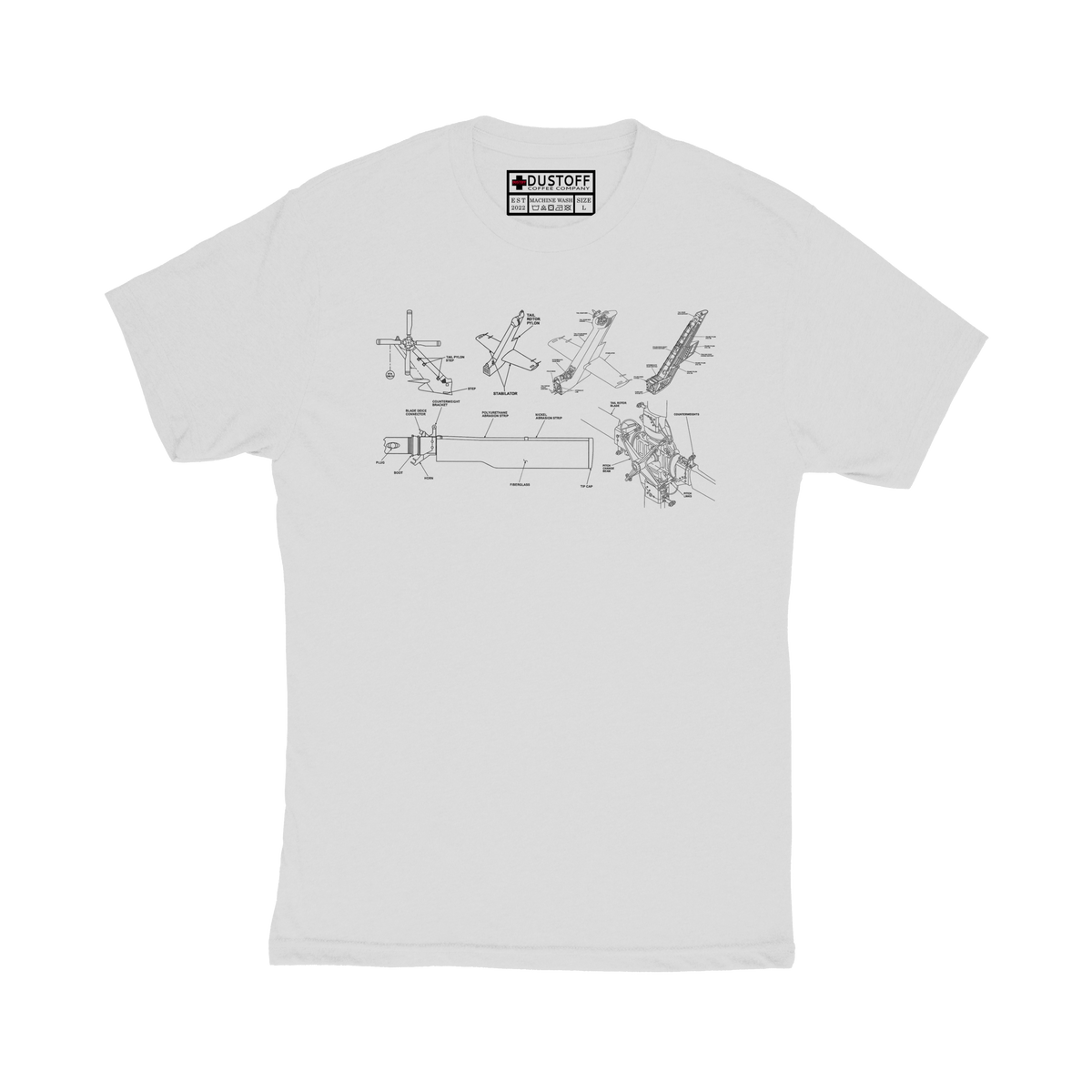 Tail Rotor Assembly T-Shirt (UH-60 Blackhawk - Schematic Series) - DUSTOFF Coffee Company