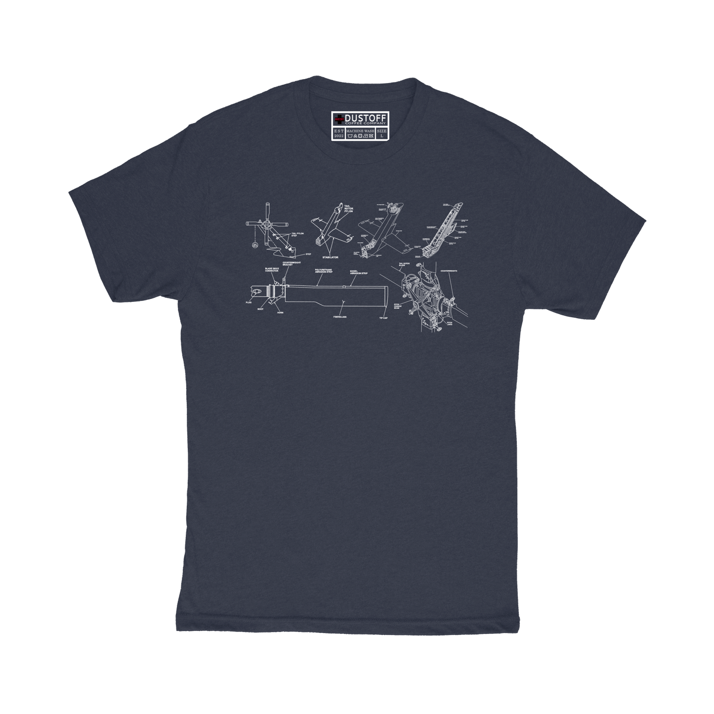 Tail Rotor Assembly T-Shirt (UH-60 Blackhawk - Schematic Series) - DUSTOFF Coffee Company