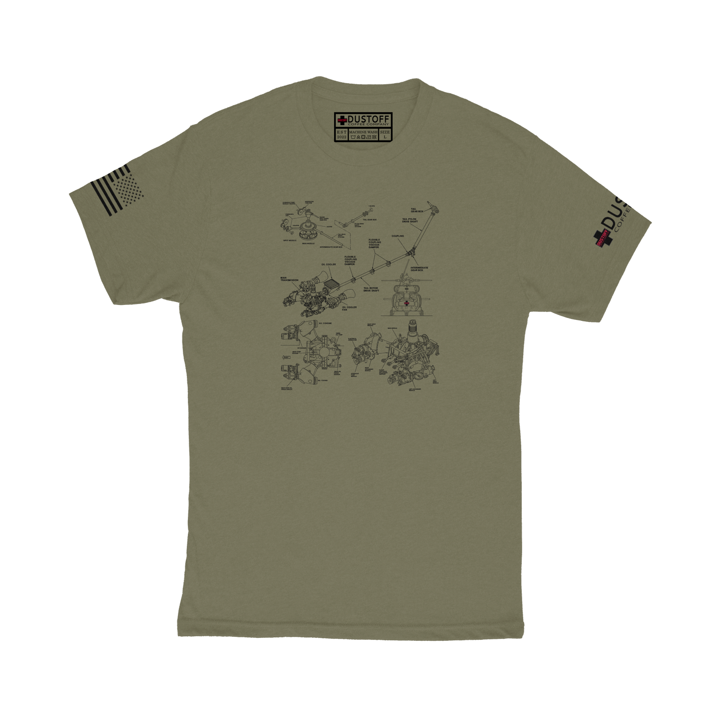 Transmission T-Shirt (UH-60 Blackhawk - Schematic Series) - DUSTOFF Coffee Company