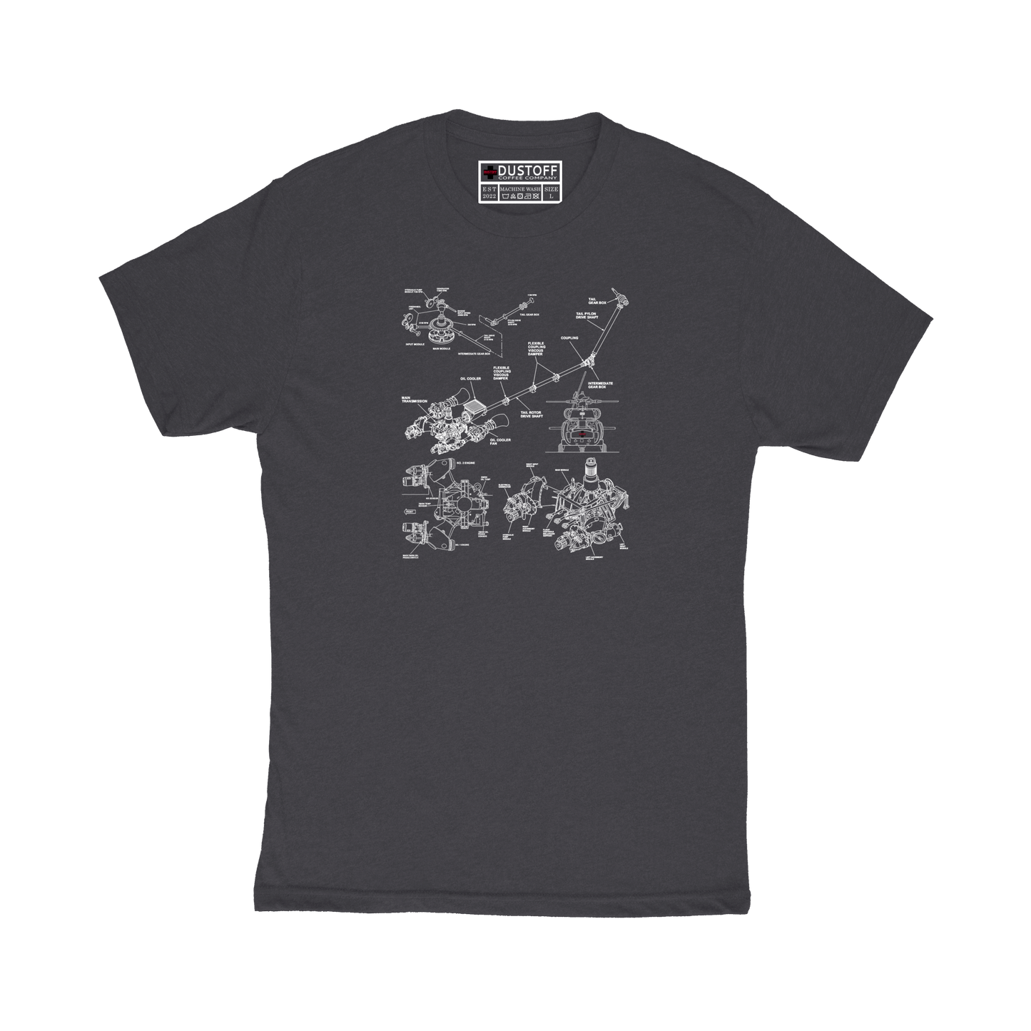 Transmission T-Shirt (UH-60 Blackhawk - Schematic Series) - DUSTOFF Coffee Company