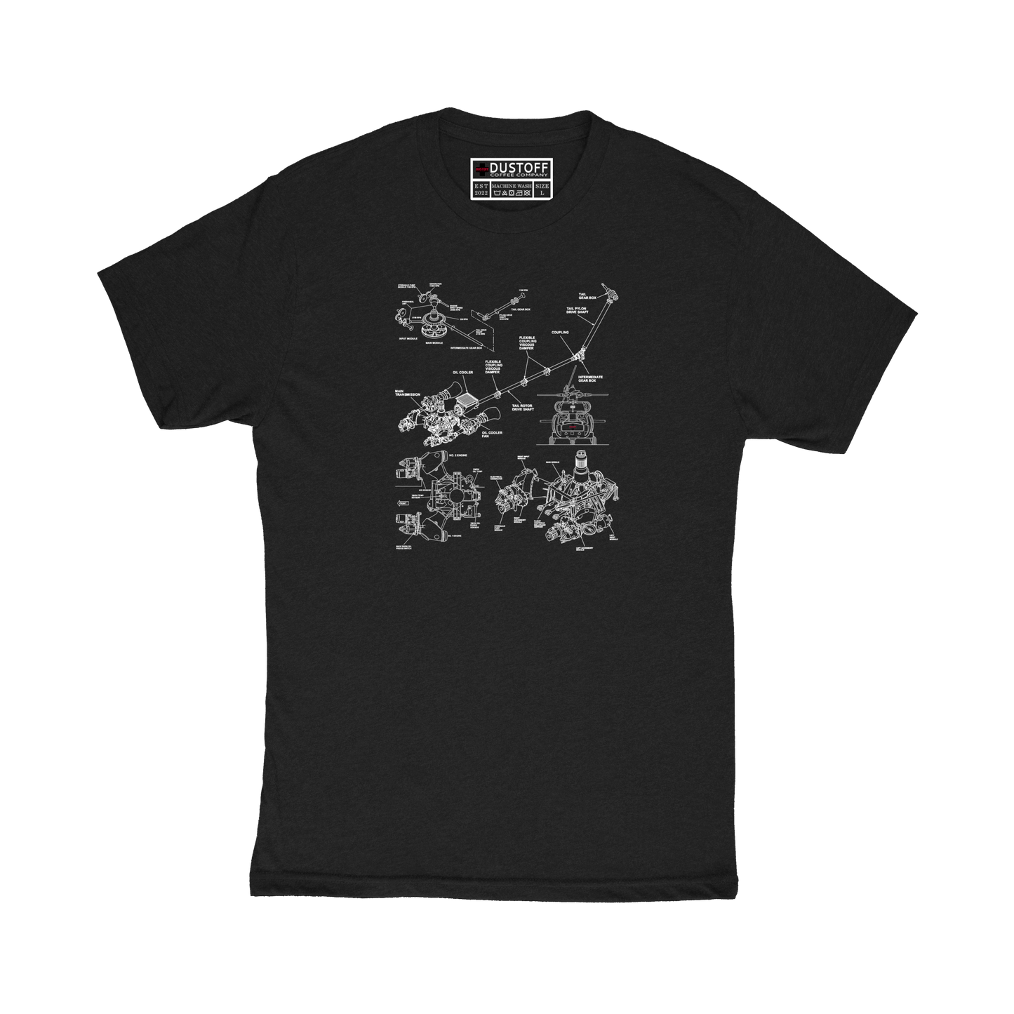 Transmission T-Shirt (UH-60 Blackhawk - Schematic Series) - DUSTOFF Coffee Company