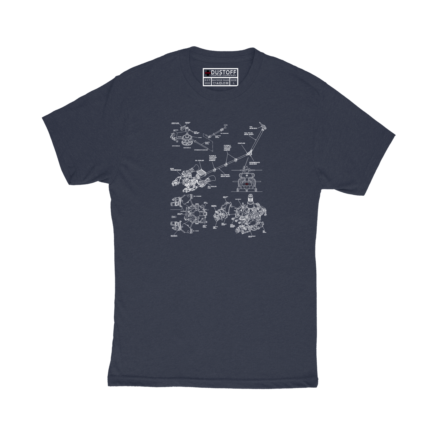 Transmission T-Shirt (UH-60 Blackhawk - Schematic Series) - DUSTOFF Coffee Company