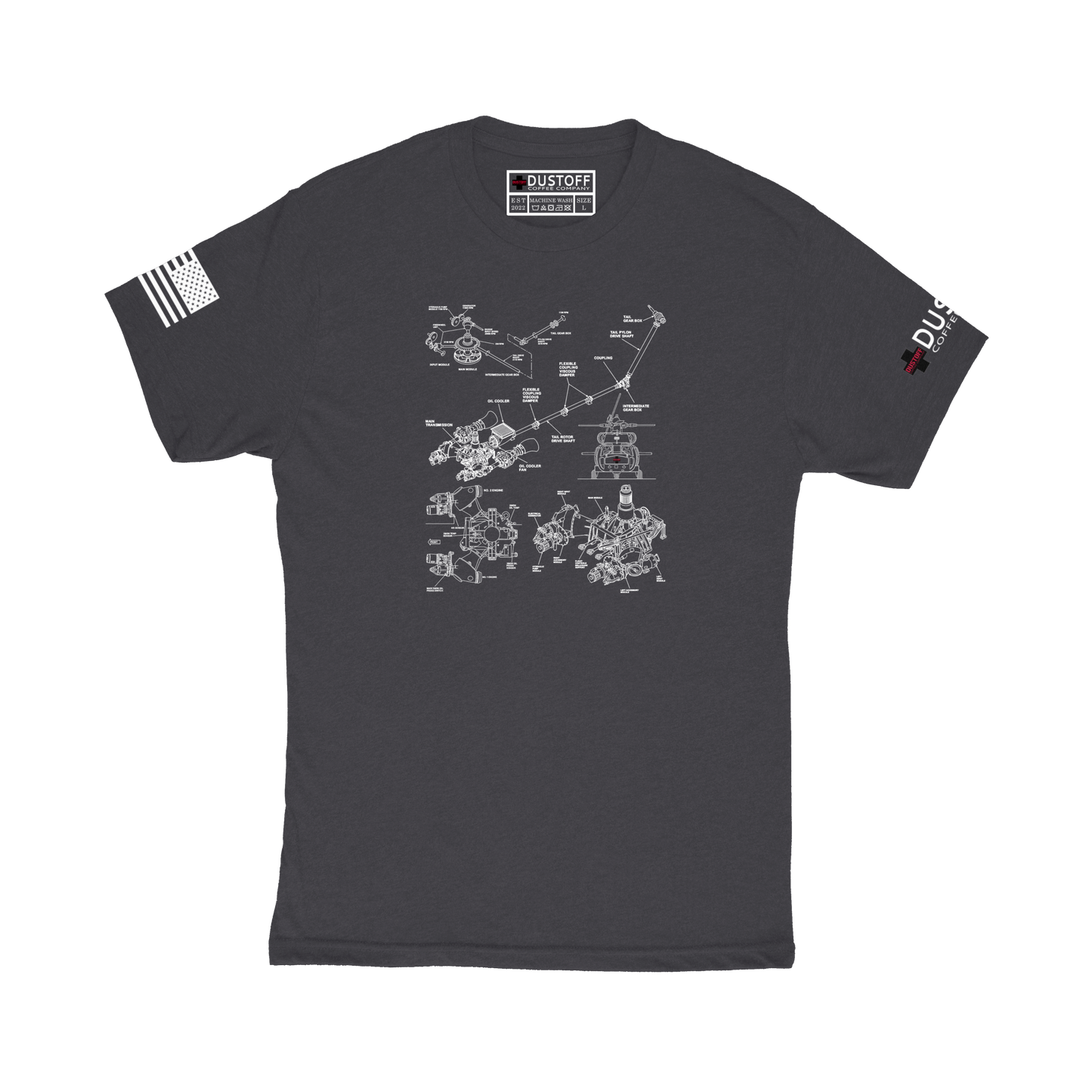 Transmission T-Shirt (UH-60 Blackhawk - Schematic Series) - DUSTOFF Coffee Company