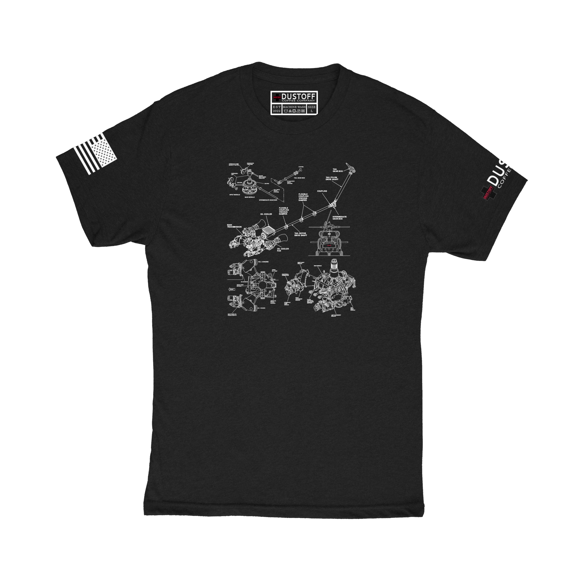 Transmission T-Shirt (UH-60 Blackhawk - Schematic Series) - DUSTOFF Coffee Company
