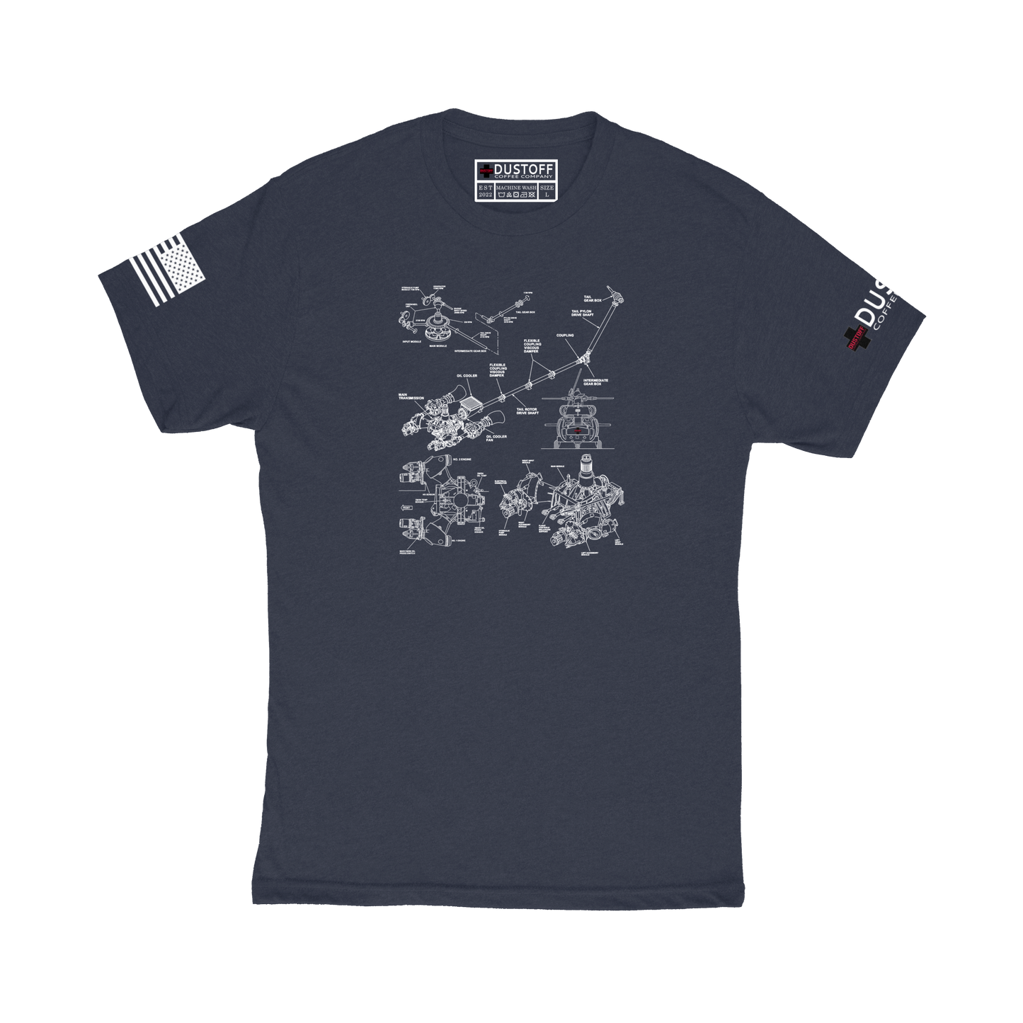 Transmission T-Shirt (UH-60 Blackhawk - Schematic Series) - DUSTOFF Coffee Company