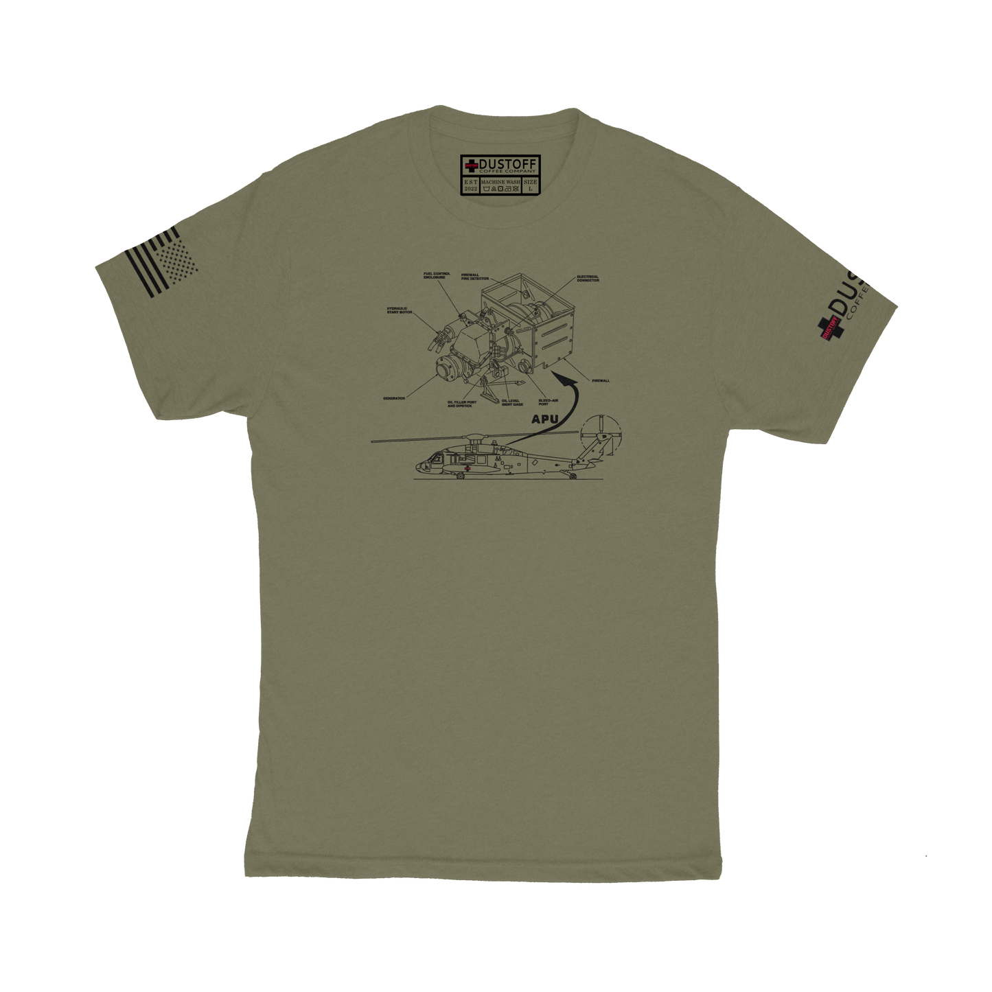 Auxiliary Power Unit (APU) T-Shirt (UH-60 Blackhawk - Schematic Series) - DUSTOFF Coffee Company