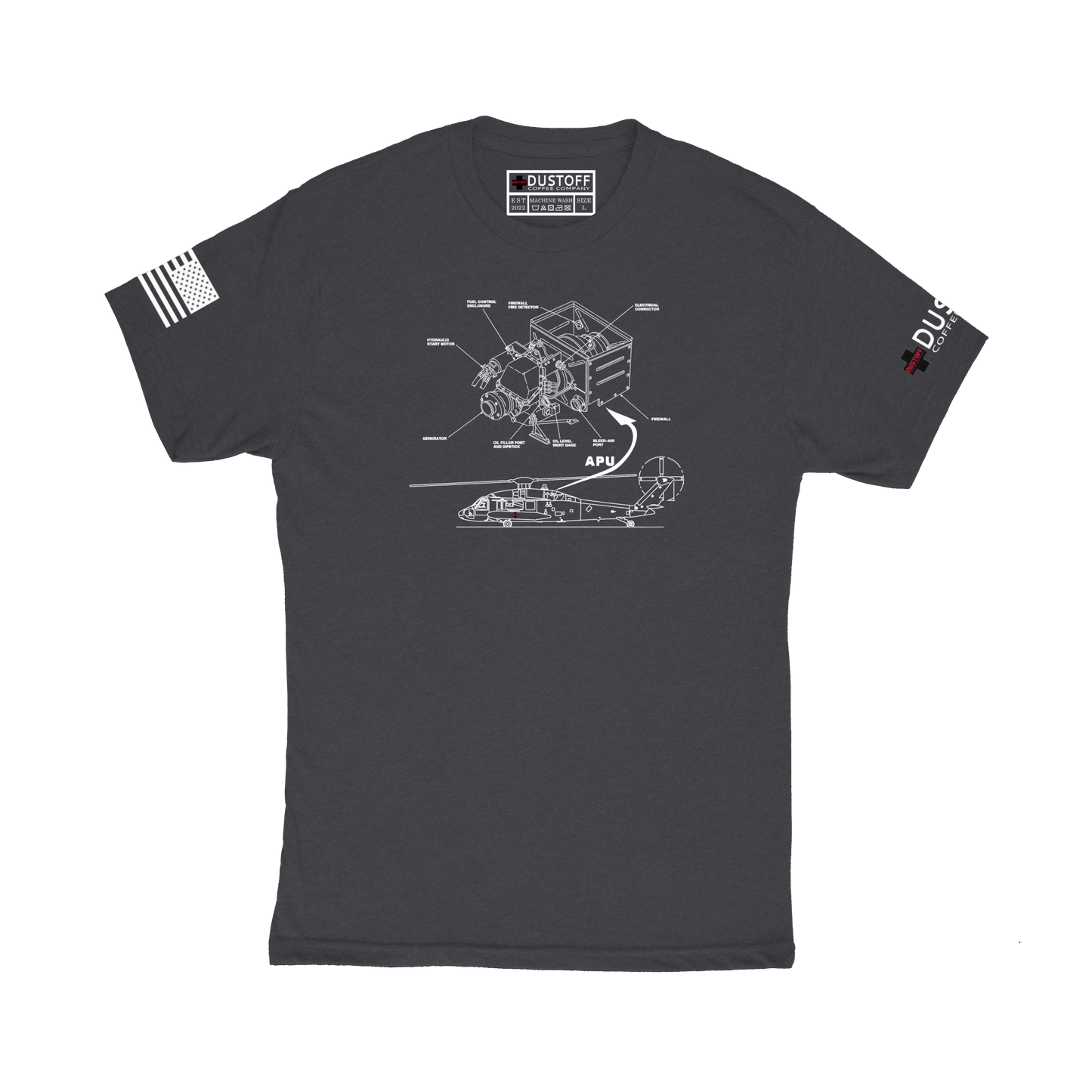 Auxiliary Power Unit (APU) T-Shirt (UH-60 Blackhawk - Schematic Series) - DUSTOFF Coffee Company