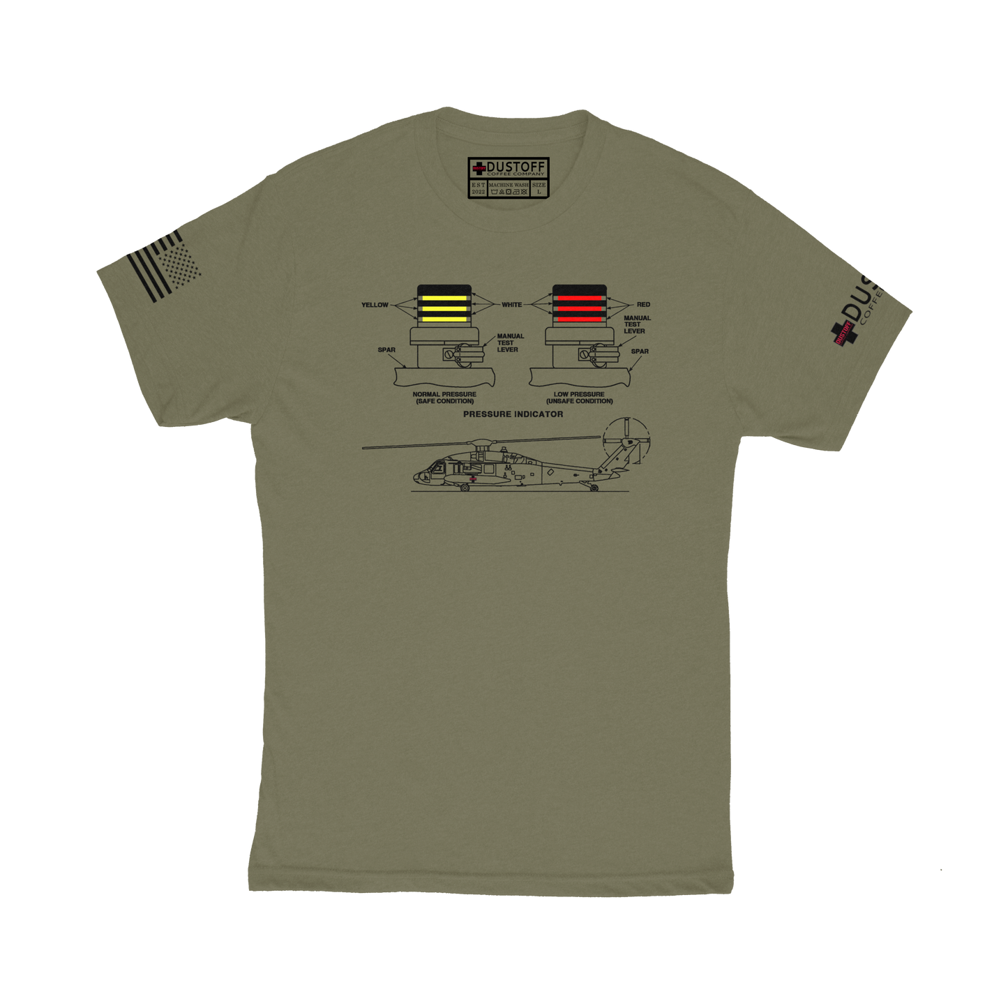 BIM Pressure Indicators T-Shirt (UH-60 Blackhawk - Schematic Series) - DUSTOFF Coffee Company