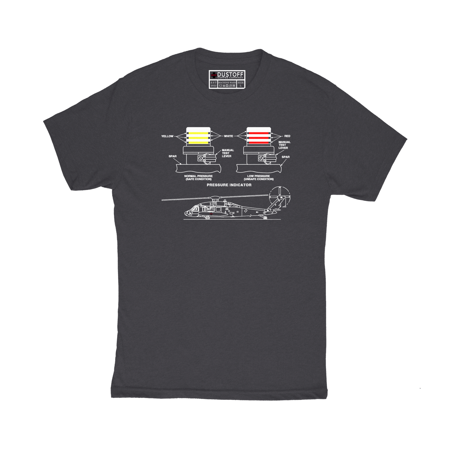 BIM Pressure Indicators T-Shirt (UH-60 Blackhawk - Schematic Series) - DUSTOFF Coffee Company