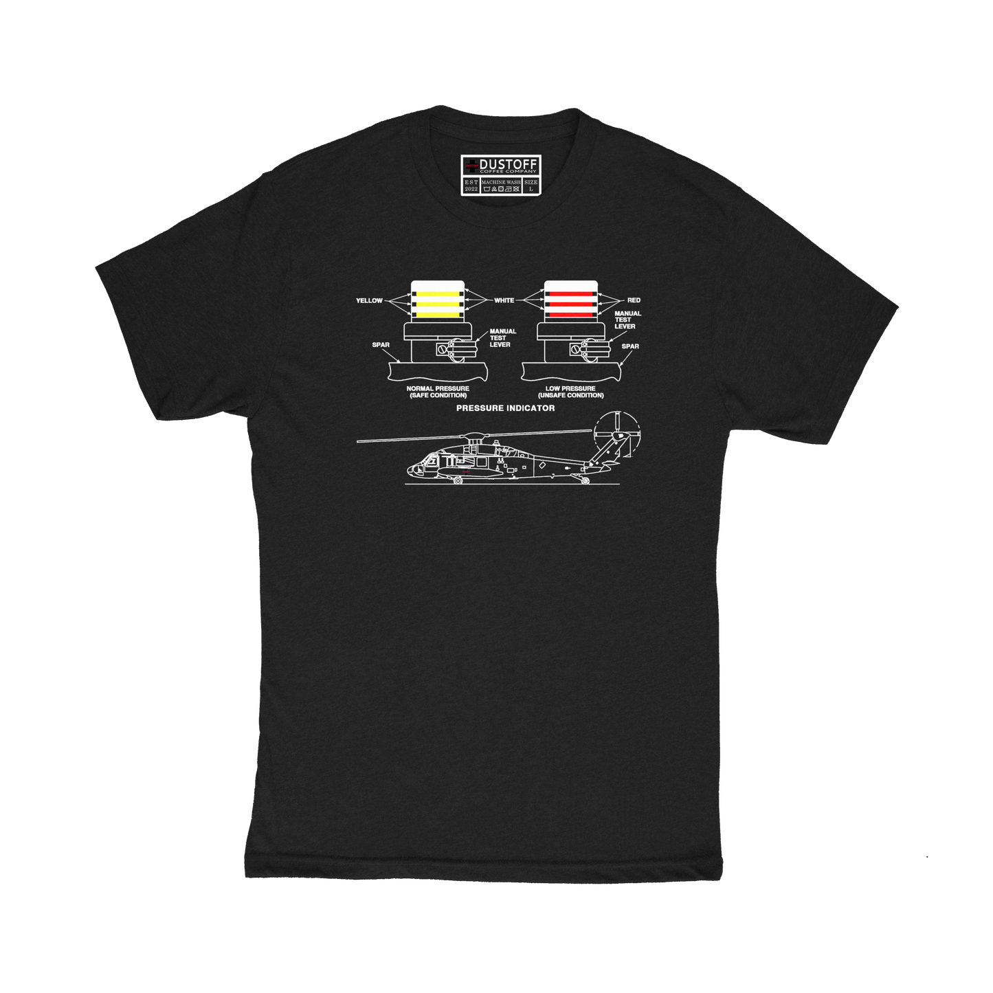 BIM Pressure Indicators T-Shirt (UH-60 Blackhawk - Schematic Series) - DUSTOFF Coffee Company
